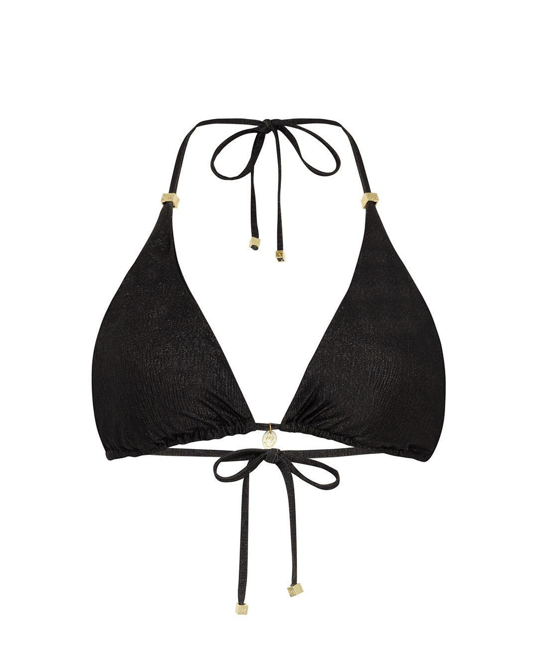 Leyla Maya Women's Black Millie Bikini Top - Ebony Shimmer In Black