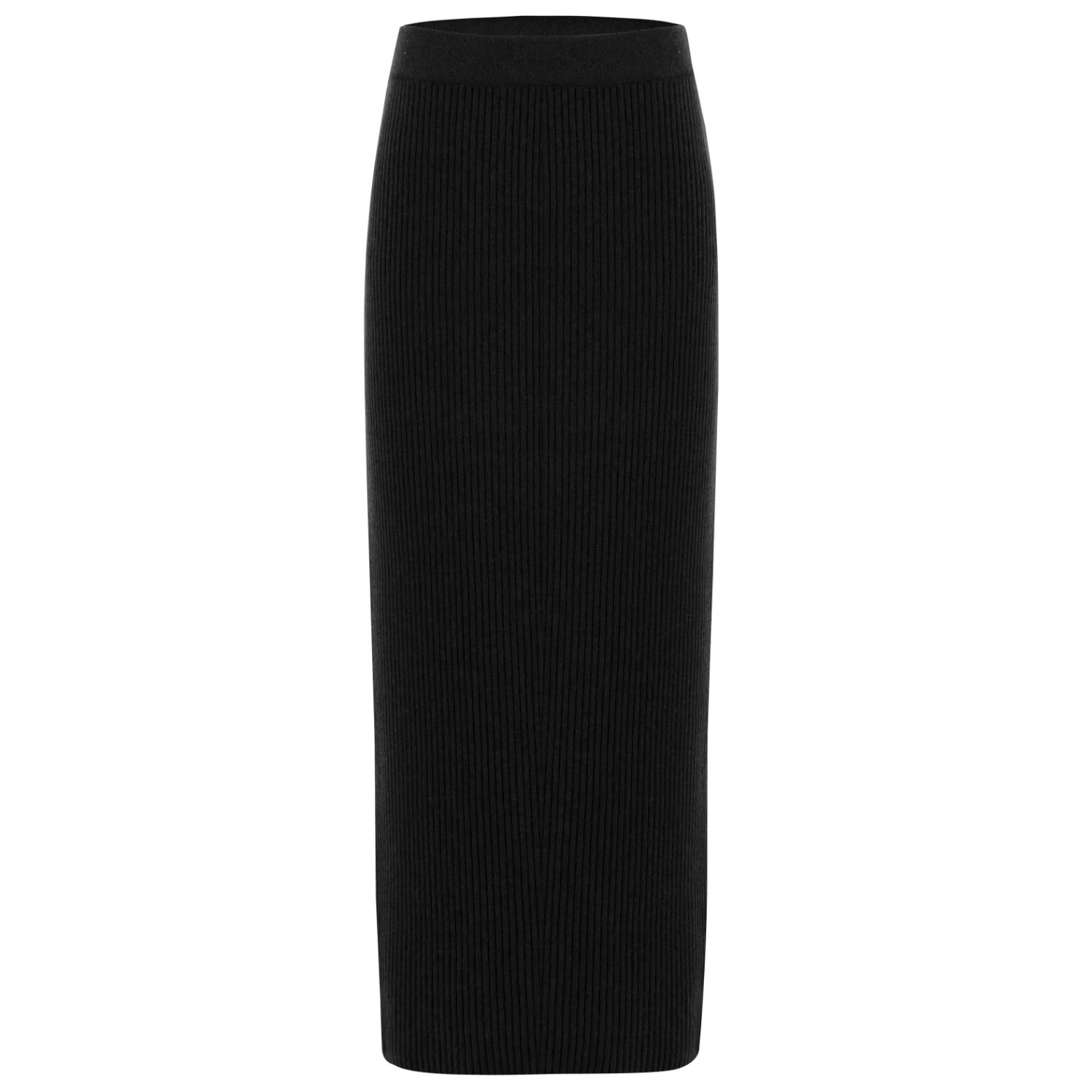 Women’s Rib Knitted Cashmere Blend Knitwear Pencil Skirt - Black Large Peraluna