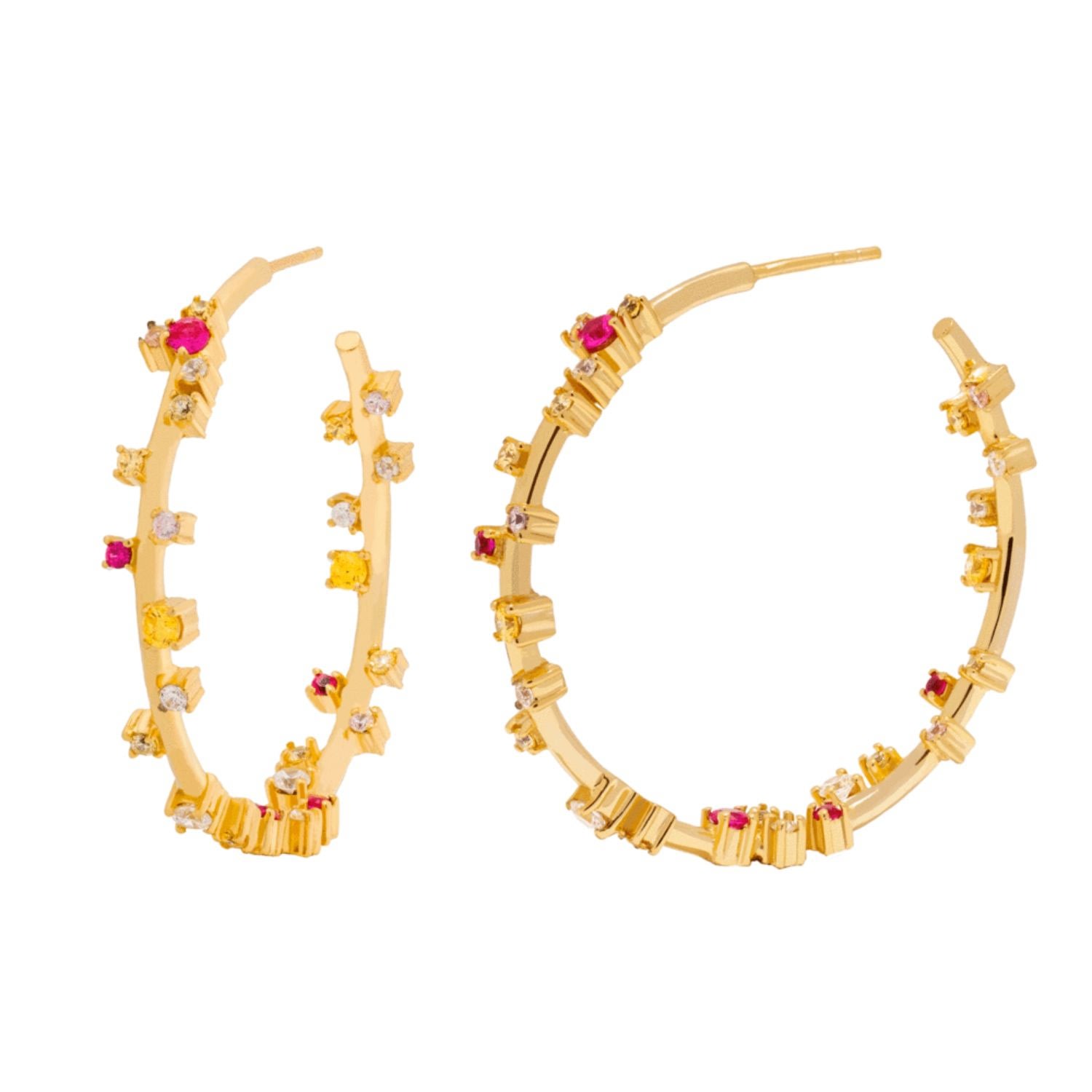 Women’s White / Gold / Rose Gold Sauvage Flower Hoops Lavani Jewels