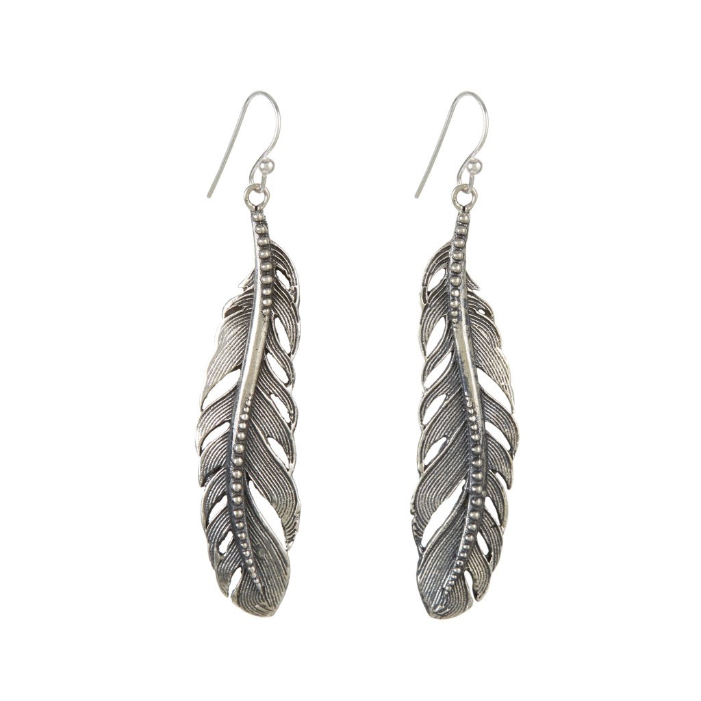 Women’s Freedom Feather Silver Statement Earrings Charlotte’s Web Jewellery