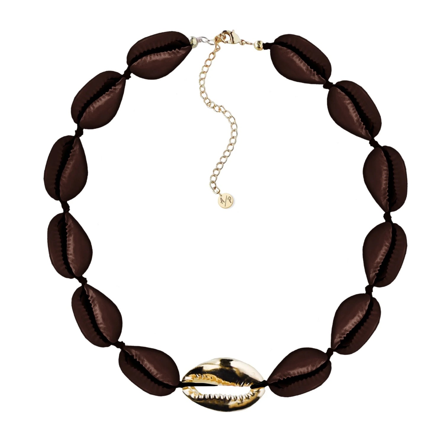 Adriana Pappas Designs Women's Metal Shell Accent Choker Shiny Brown - Gold Filled In Brown