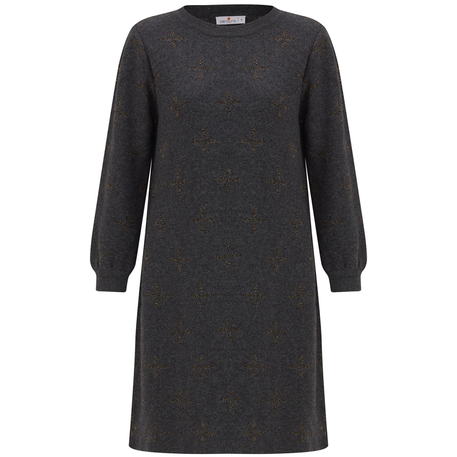 Women’s Grey Lucia Subtle Lurex Jacquard Pattern Knit Dress - Anthracite Melange Small Peraluna