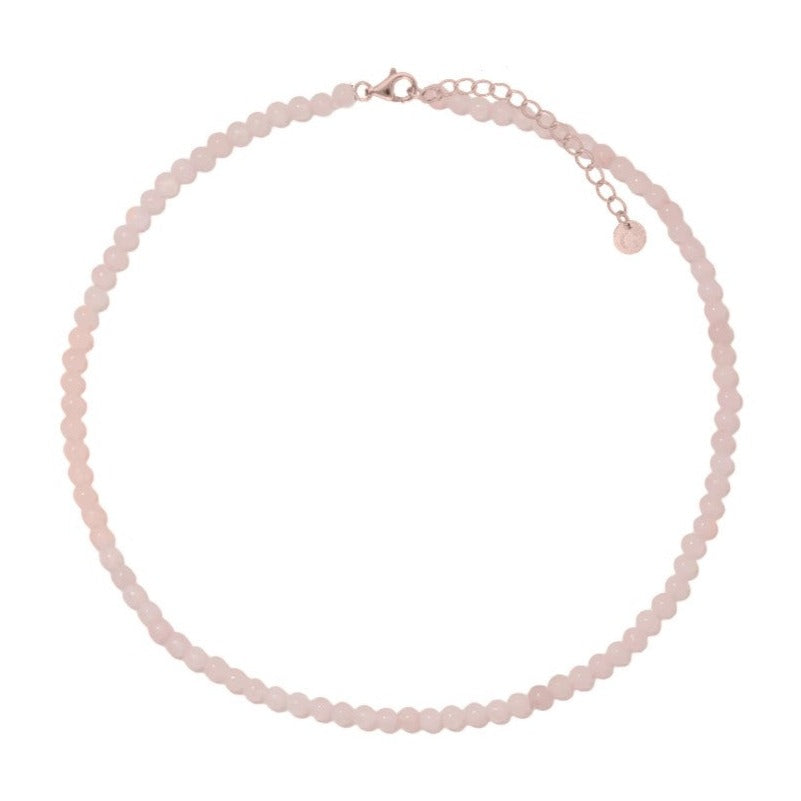 Gold Trip Women's Pink / Rose Gold Rose Quartz Beaded Necklace In Rose Gold In Gold