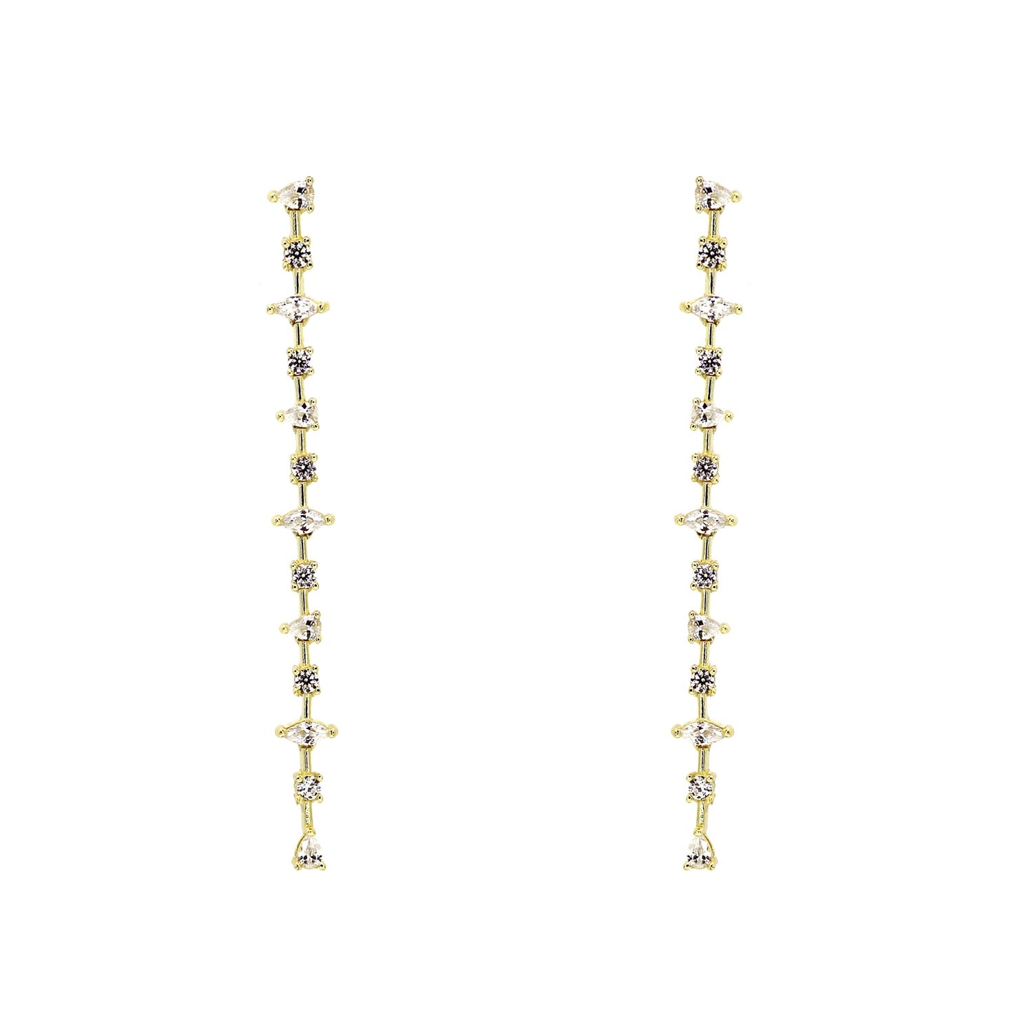 Vicstonenyc Fine Jewelry Long Dangle Gold Earrings For Women