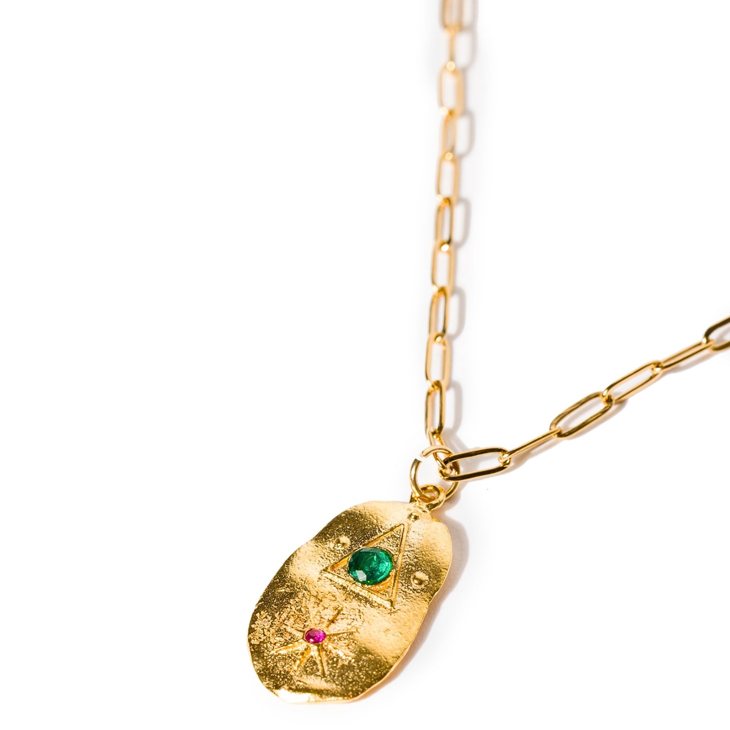 Kybele Studio Women's Gold / Green / Pink Gold Talisman Necklace In Ruby Glow In Multi