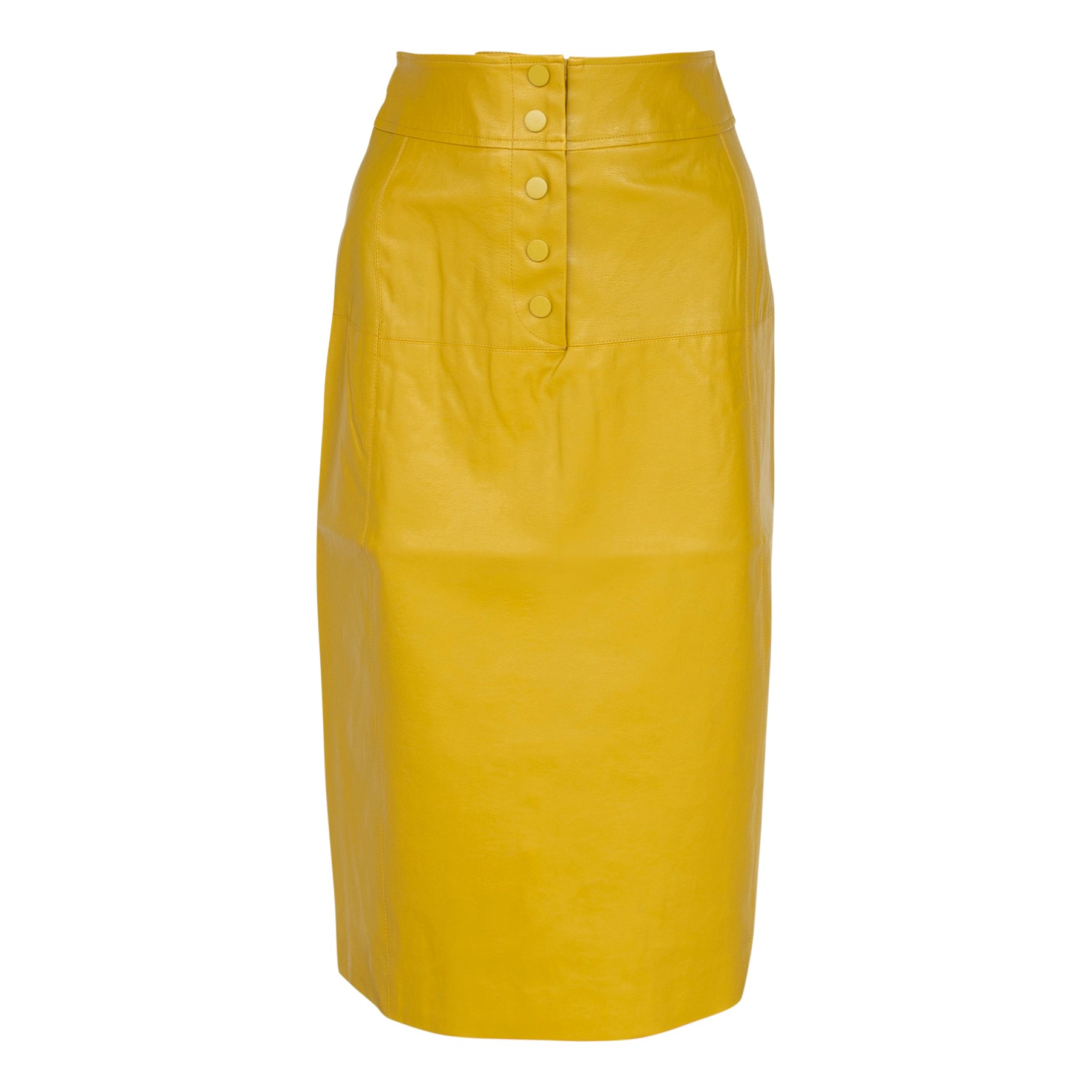 Women’s Yellow / Orange Power Woman Mustard Leather Skirt Medium Le Réussi