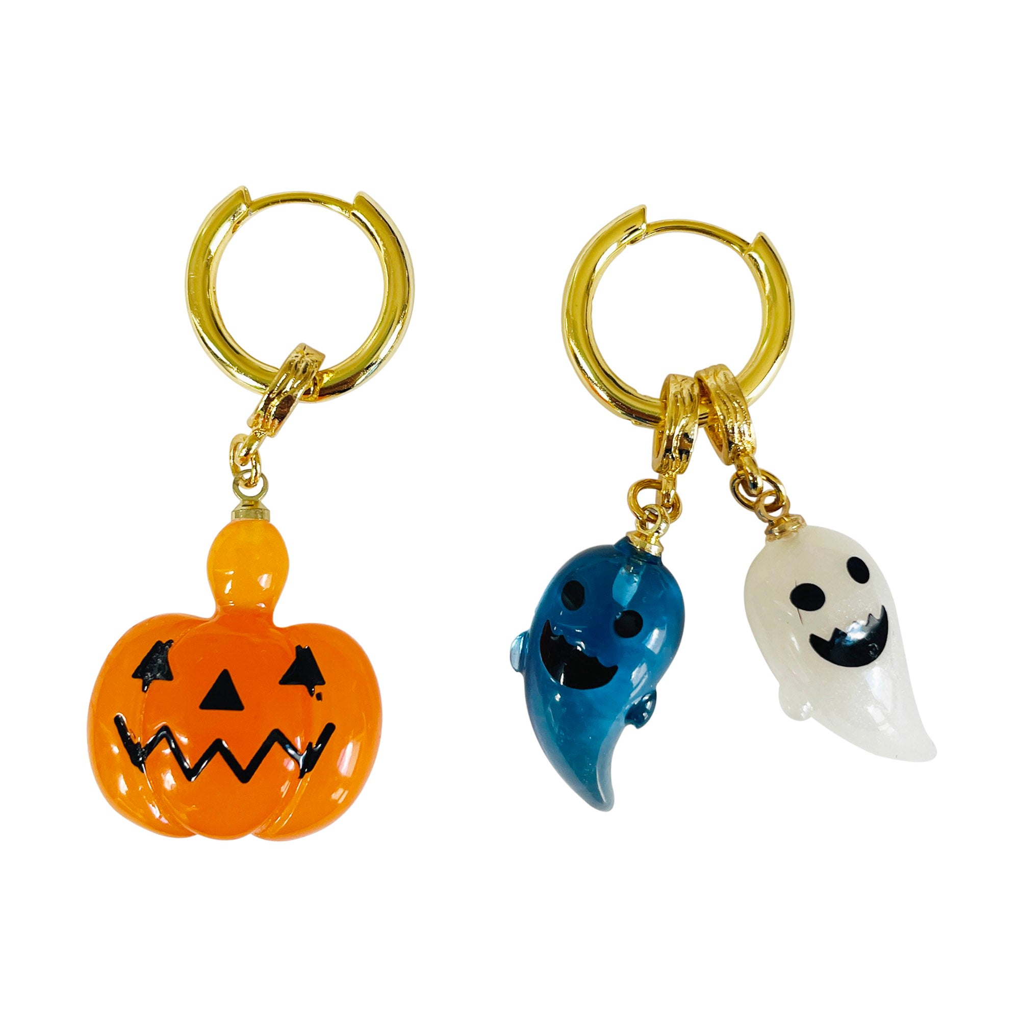 Ninemoo Women's Multipurpose Halloween Spooky Pumpkin Hoops Earrings In Orange