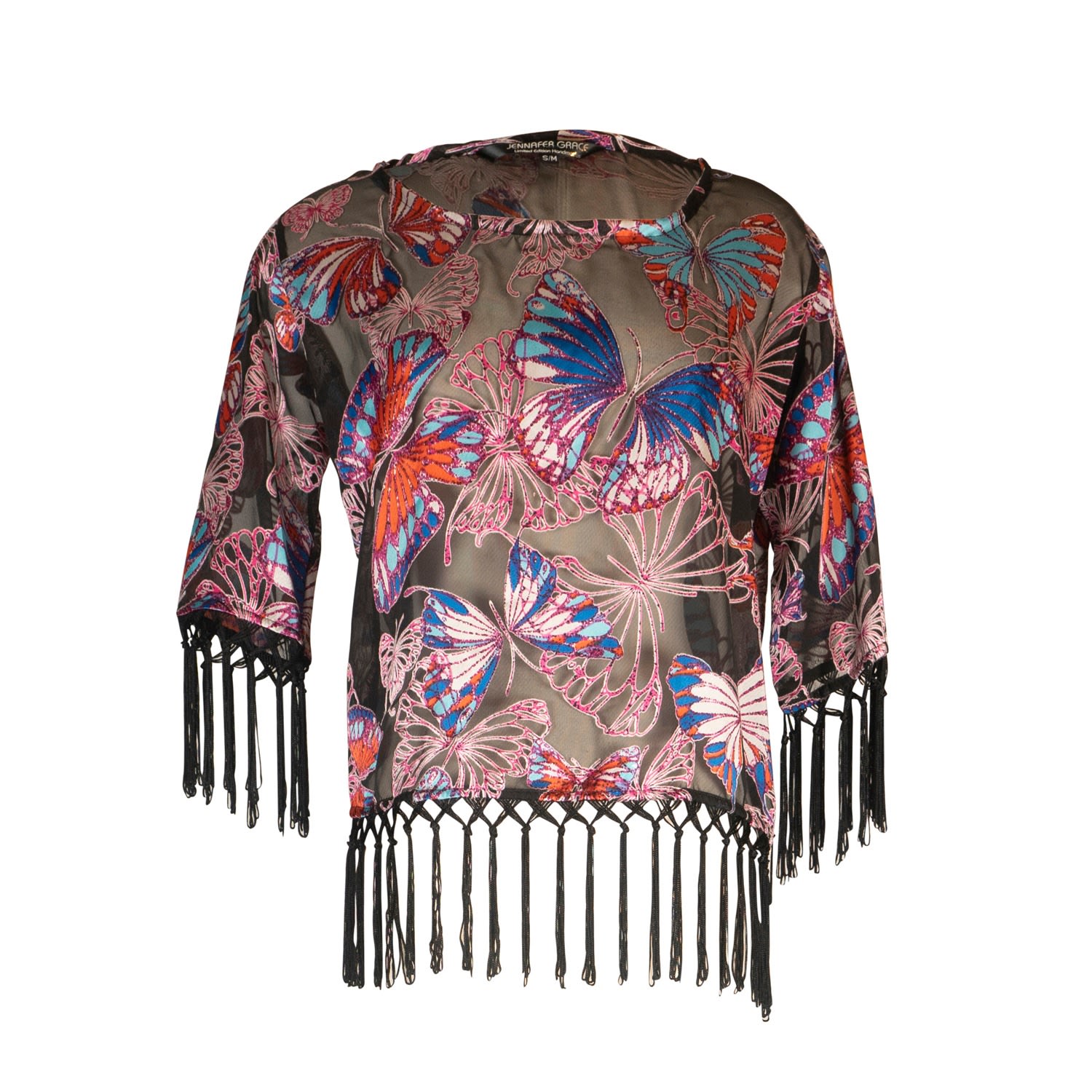 Jennafer Grace Women's Geo Flutter Fringe Top