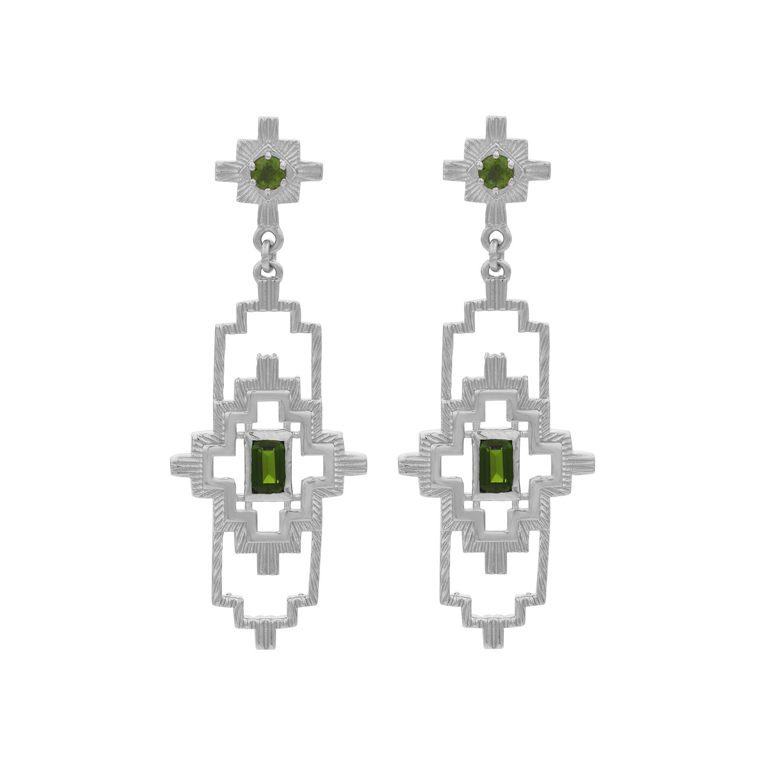 Women’s Silver / Green Munay Earrings Silver Chrome Diopside Zoe and Morgan