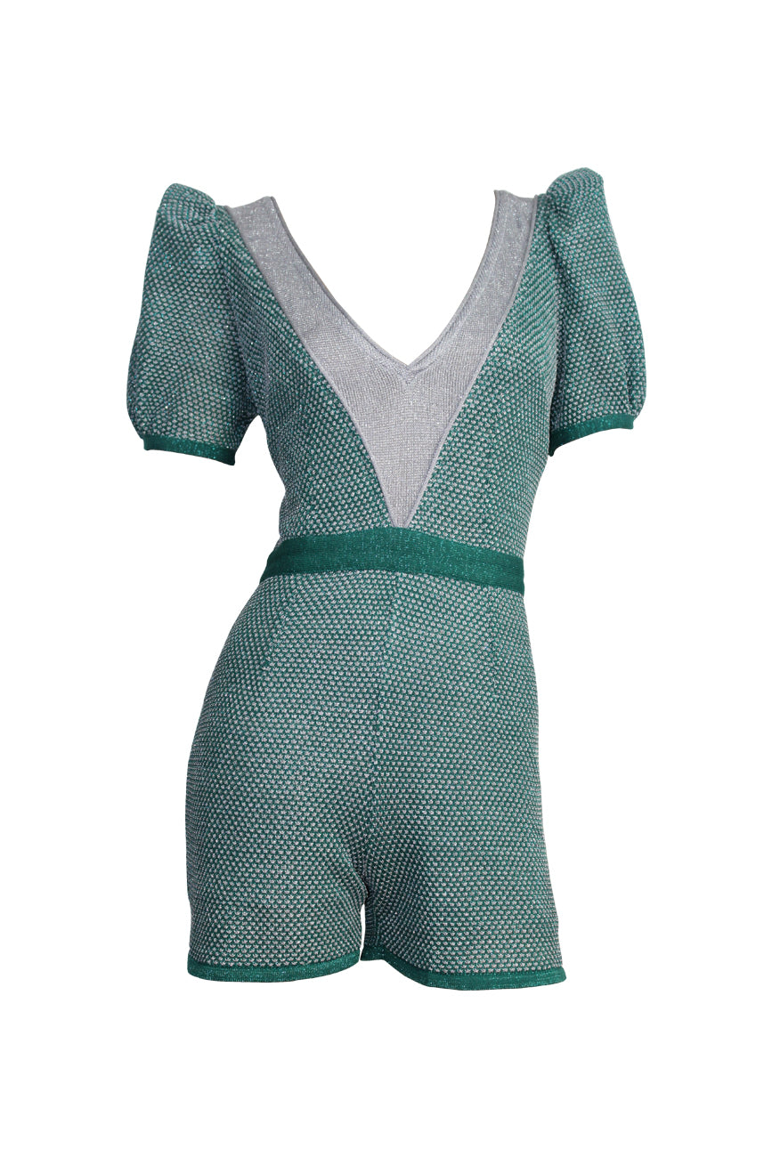 Maria Aristidou Women's Green / Silver Bold - Aletra Jumpsuit In Silver/green