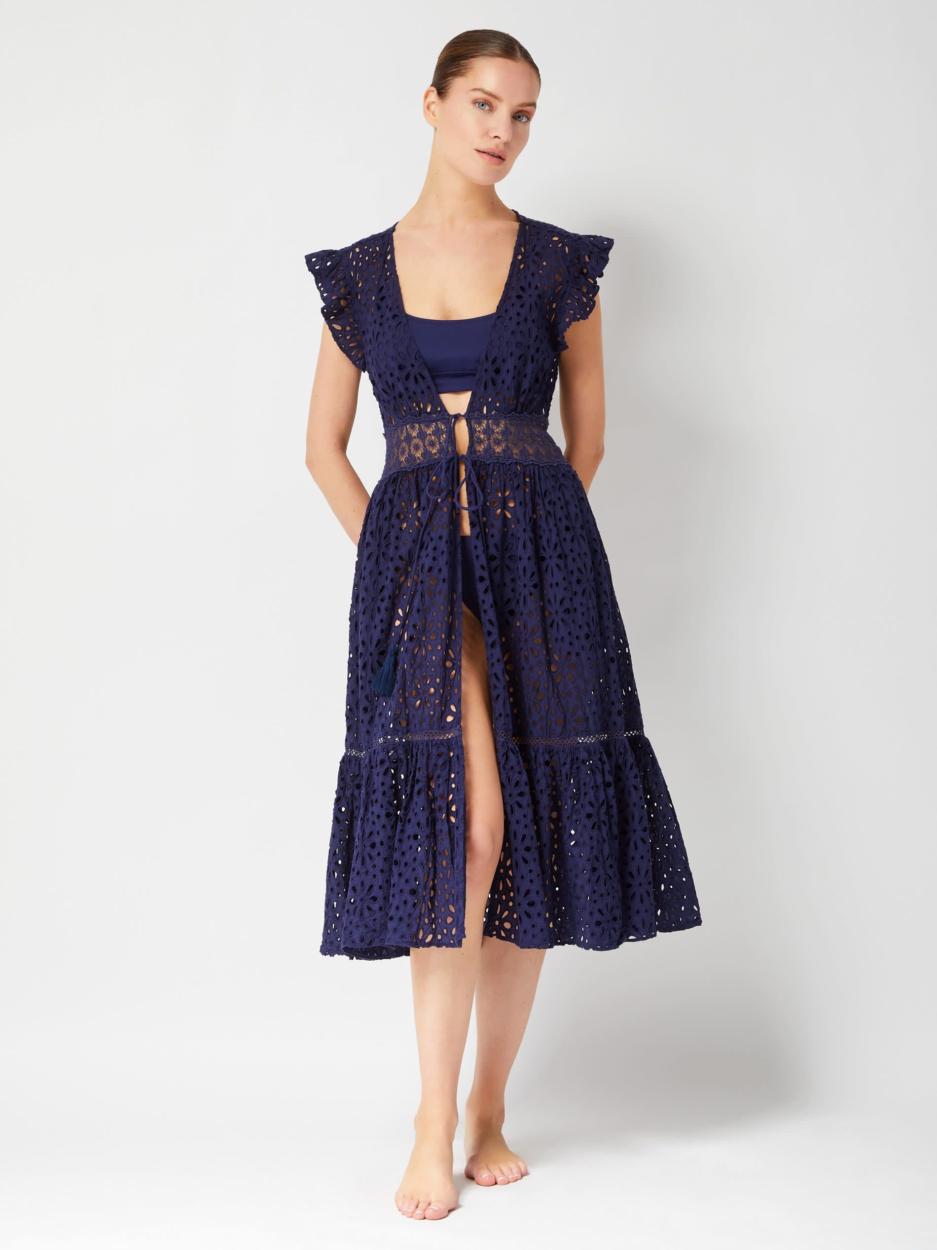 cover up for navy blue dress Cabana Life - Stripe Hooded Cover Up - Navy main image 0