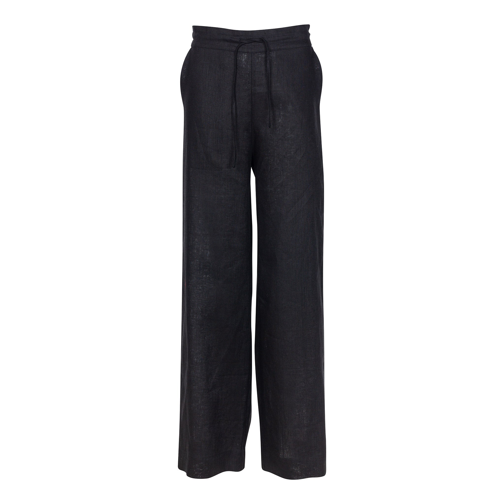 Nokaya Women's Black Heavy Linen Wide-leg Pants Perfect Days In Black