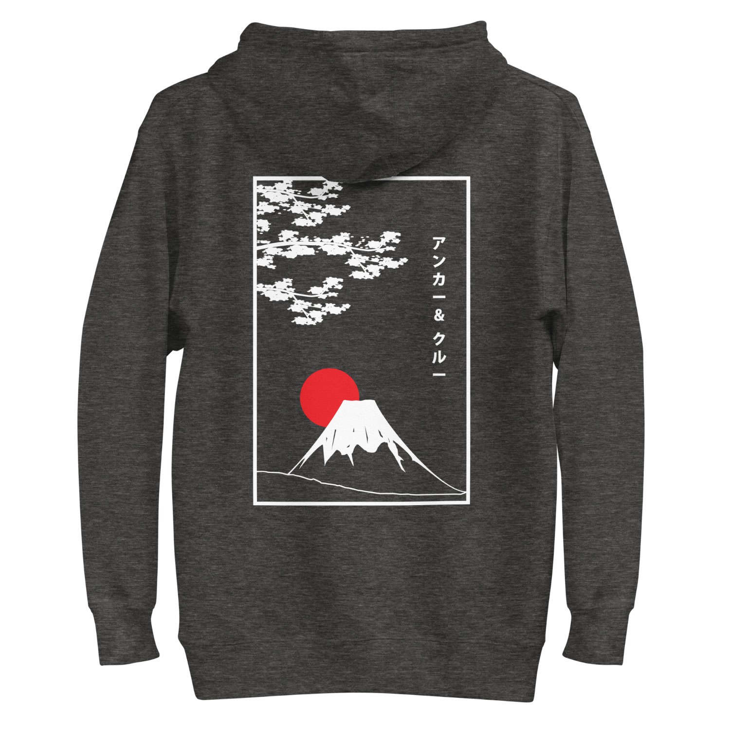 Anchor & Crew Grey Charcoal Heather Mount Fuji Landmark Cotton Blend Hoodie - Women In Grey