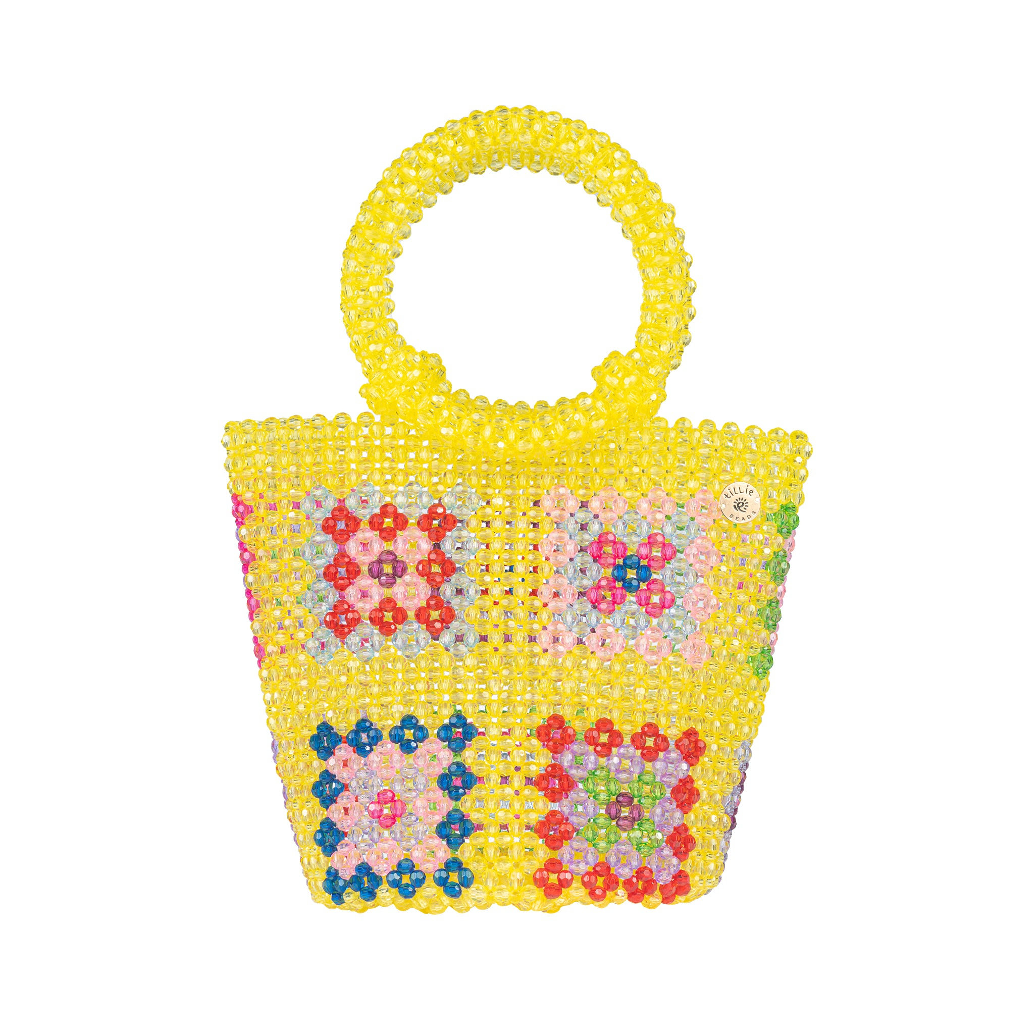 Tillie Beads Women's Black / Yellow / Orange Multicolour Mosaic Yellow Bucket Bead Bag