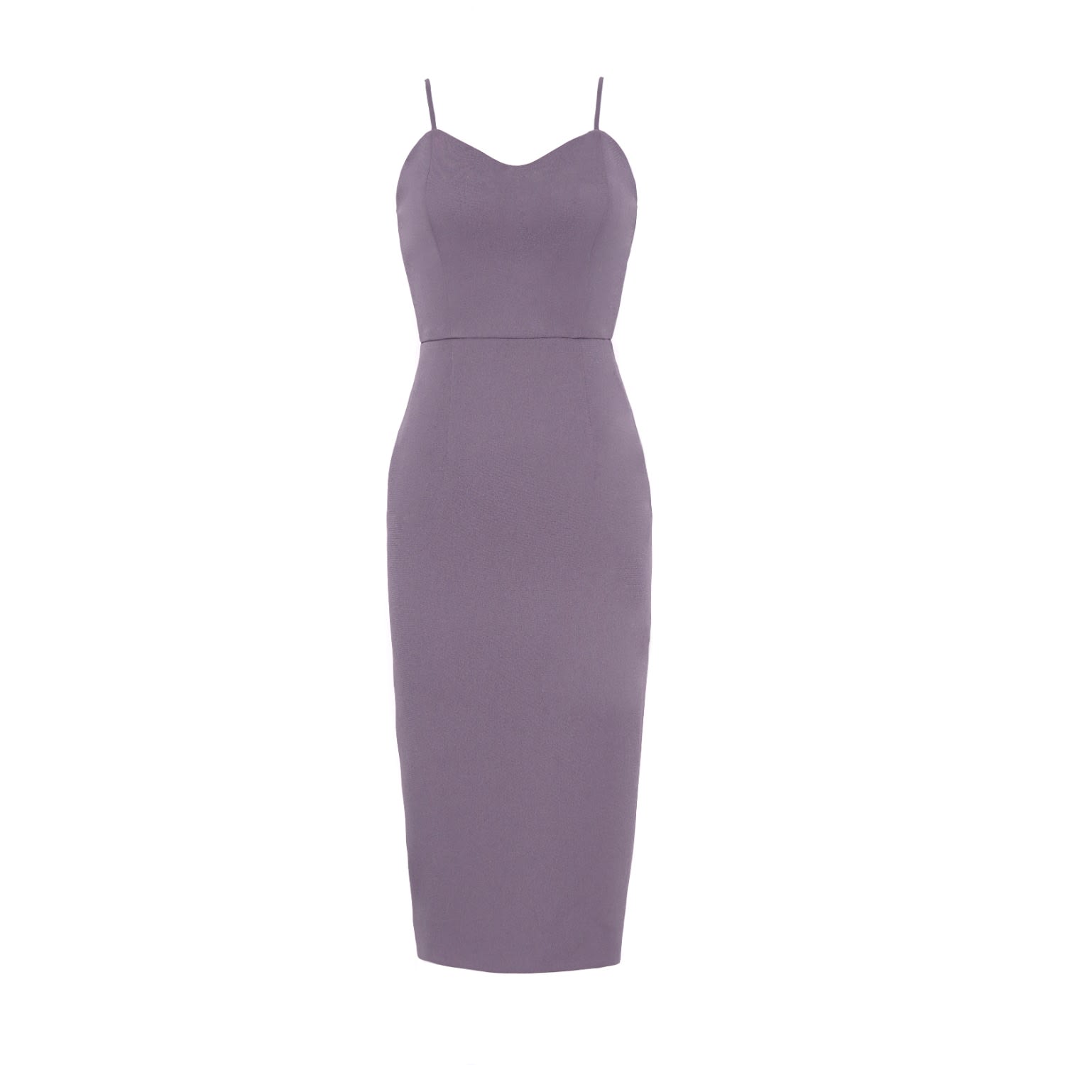 Women's Onda Grey Crepe Midi Dress With Adjustable Straps | Small | Nomi Fame