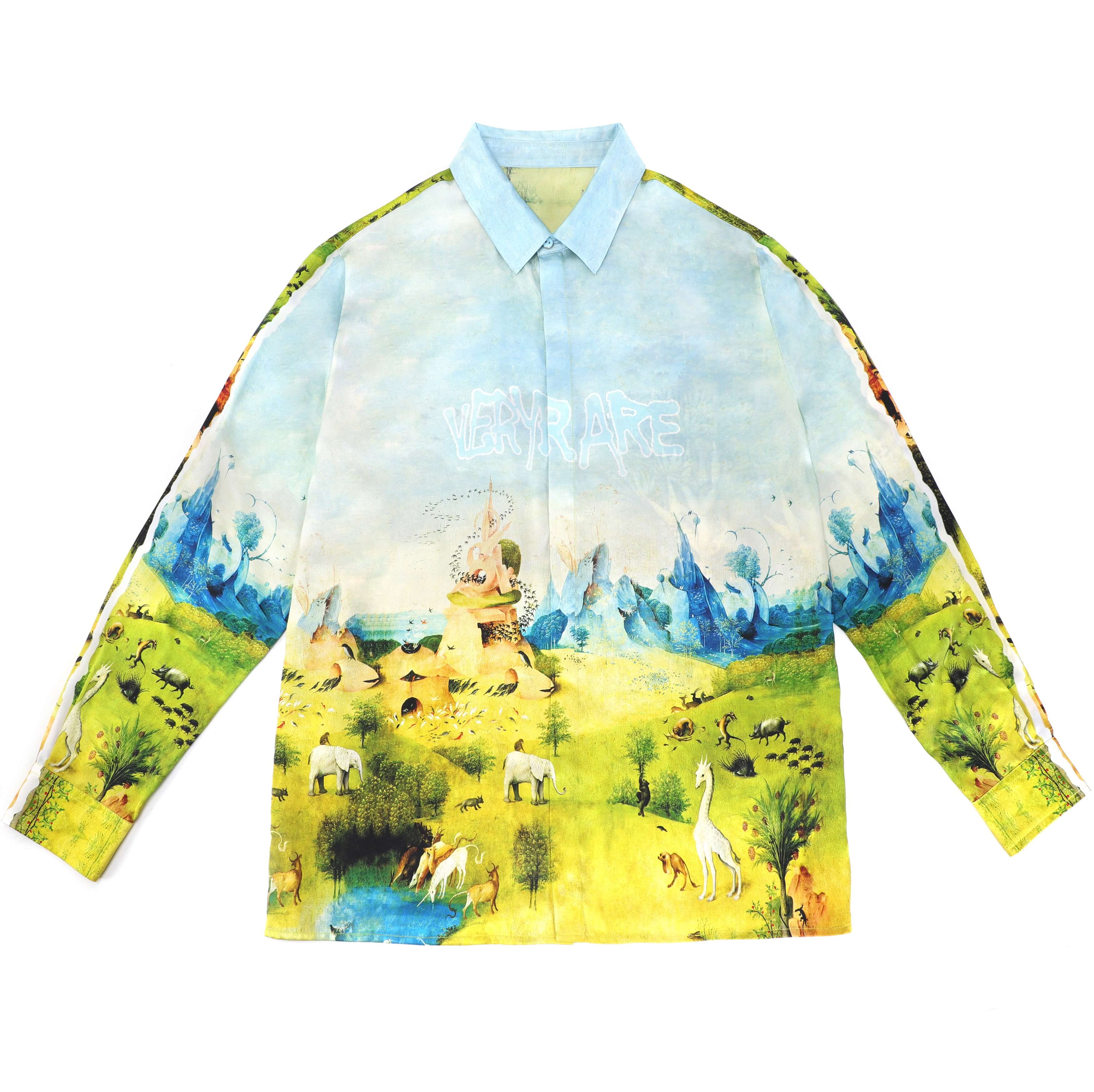 Shop Veryrare Men's Green Earthly Delights Silk Shirt