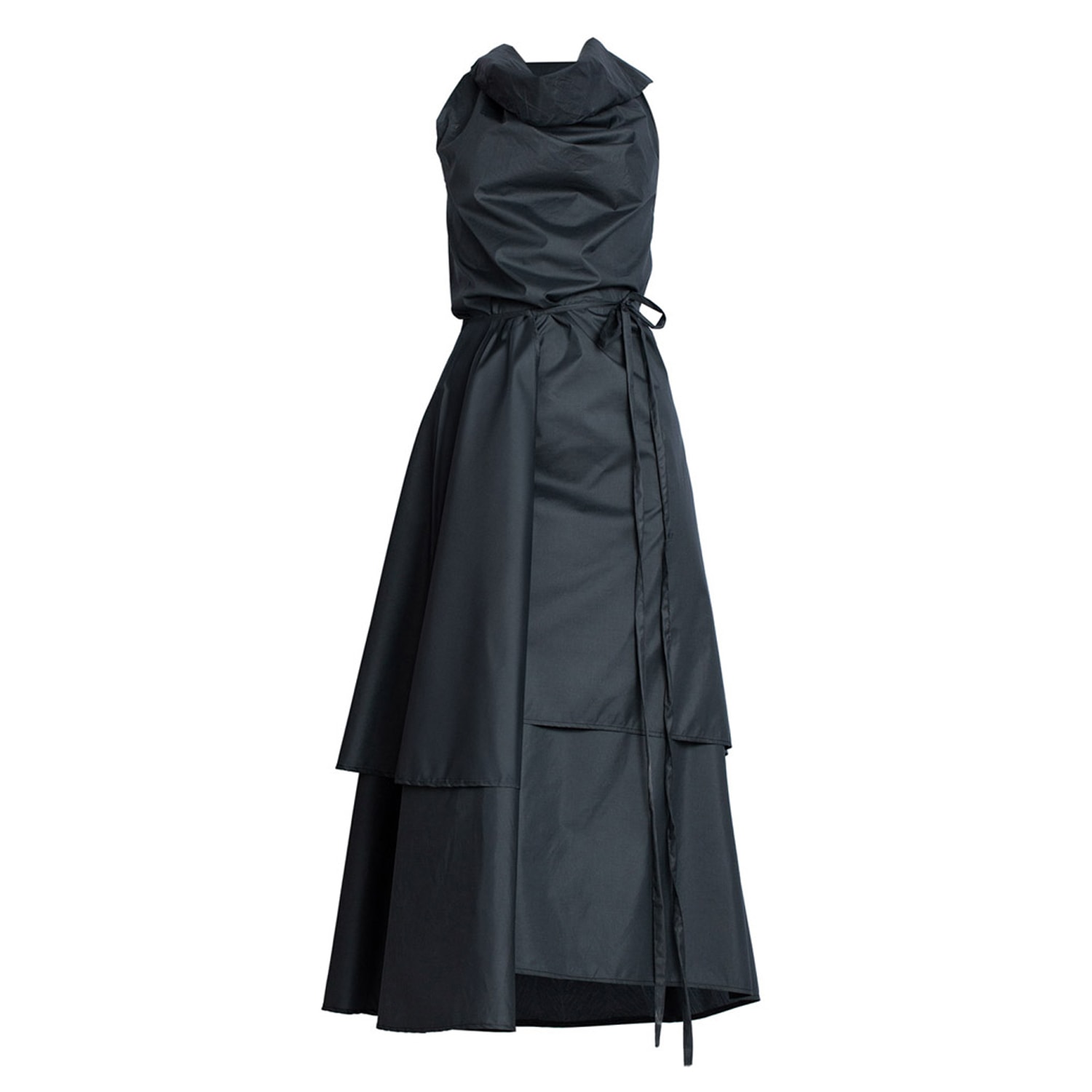Women’s Black / Grey Wide Collar Bareback Dress In Dark Grey Large Bianca Popp