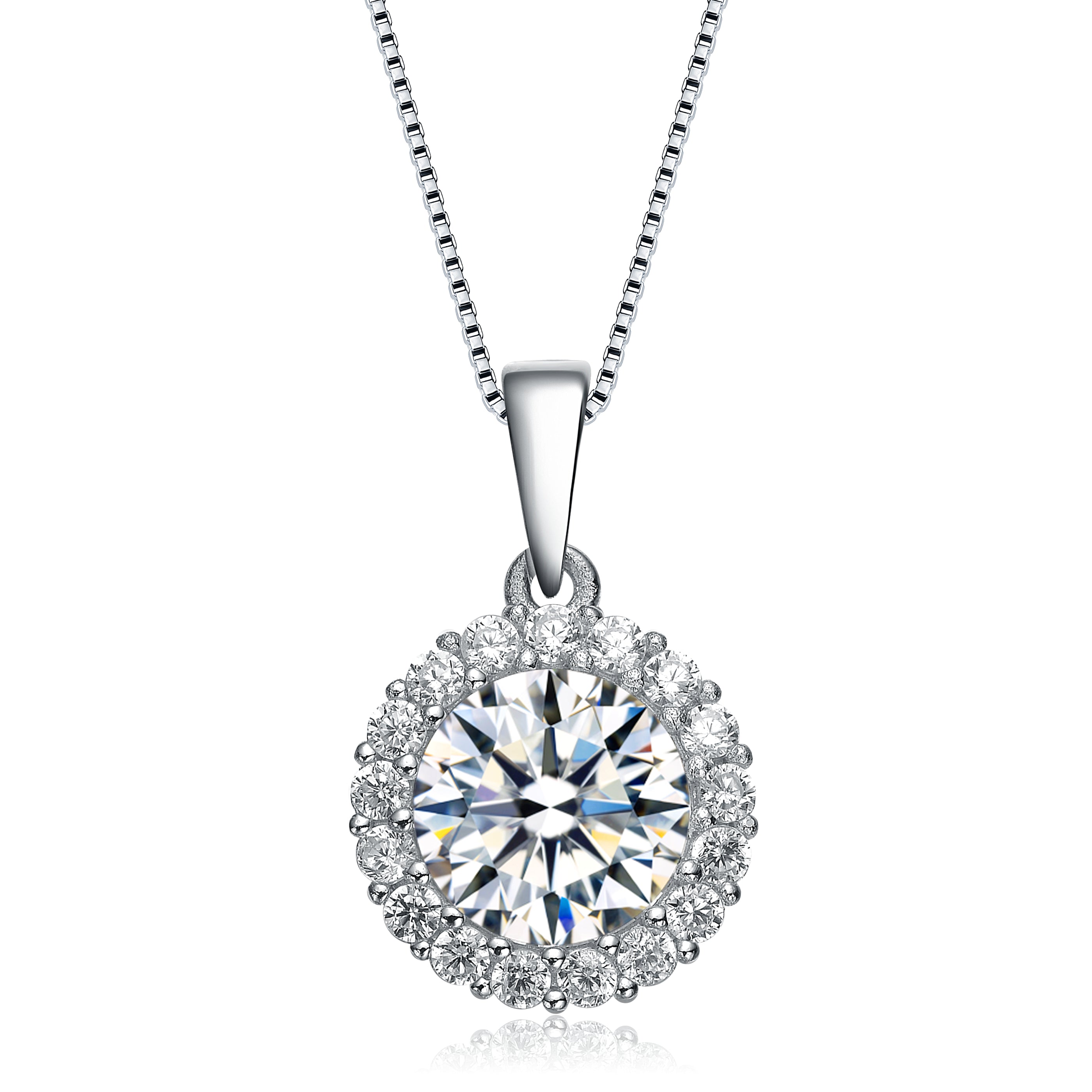 Genevive Jewelry Women's White Rachel Glauber Rhodium Plated Stud Pendant Necklace In White