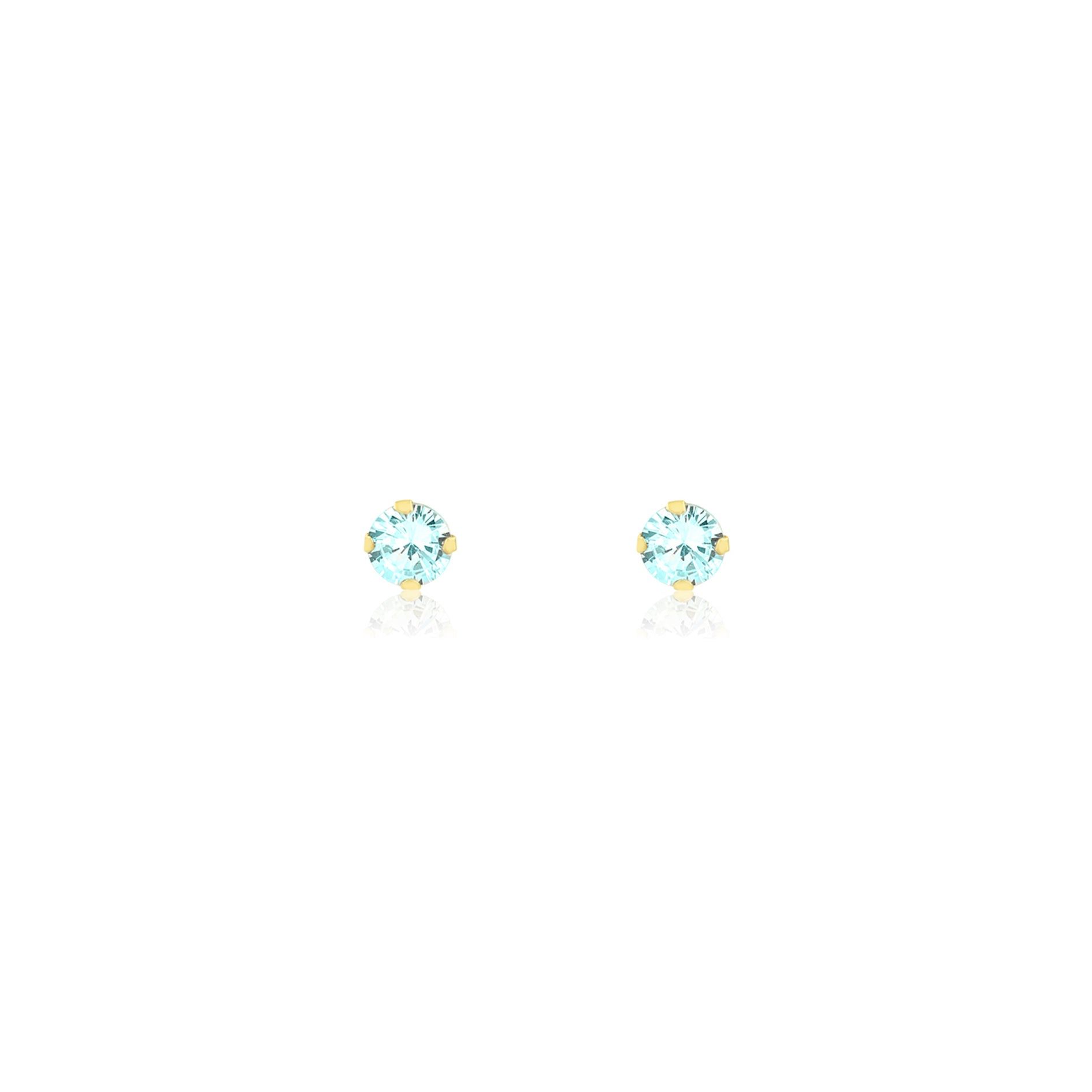 Solio Jewellery Women's Blue / Yellow / Gold Point Sky Topaz 5mm Stud 18k Solid Gold In Blue
