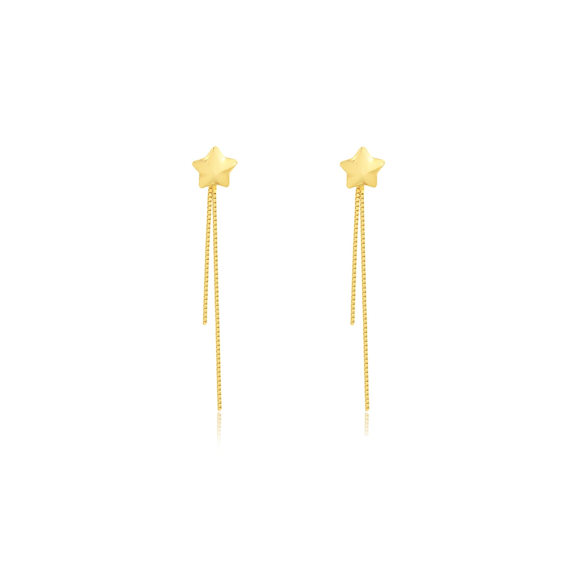Solio Jewellery Women's Gold / Yellow Star Drop Chain Earrings 18k Gold In Gold