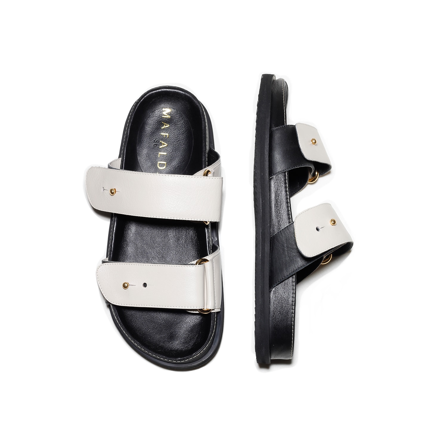 Mafalda Women's Black / White Francine Off-white Slides In Black/white