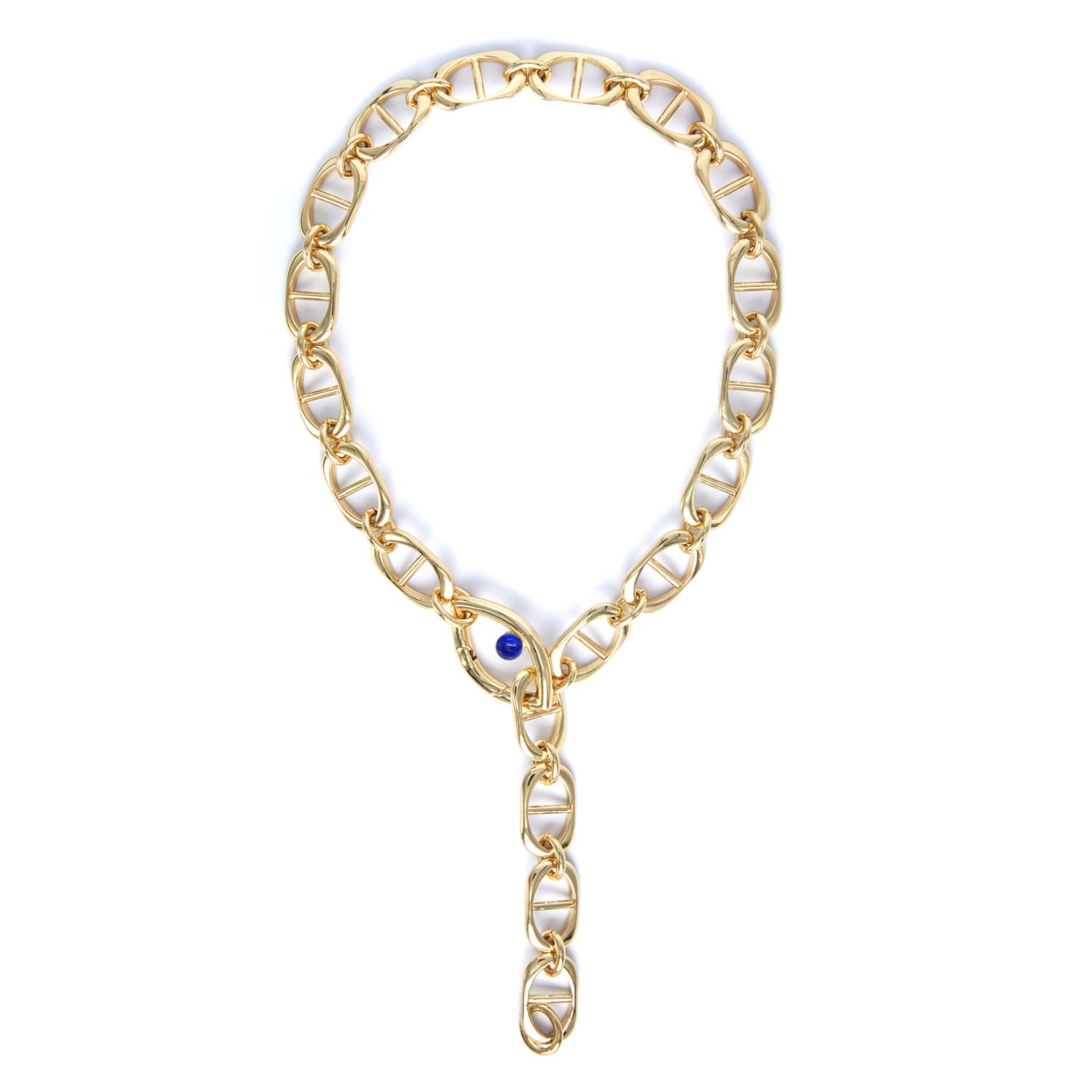 Women’s Gold Chunky Chain Eye Necklace Lapis Lazuli Crystal Capsule Eleven