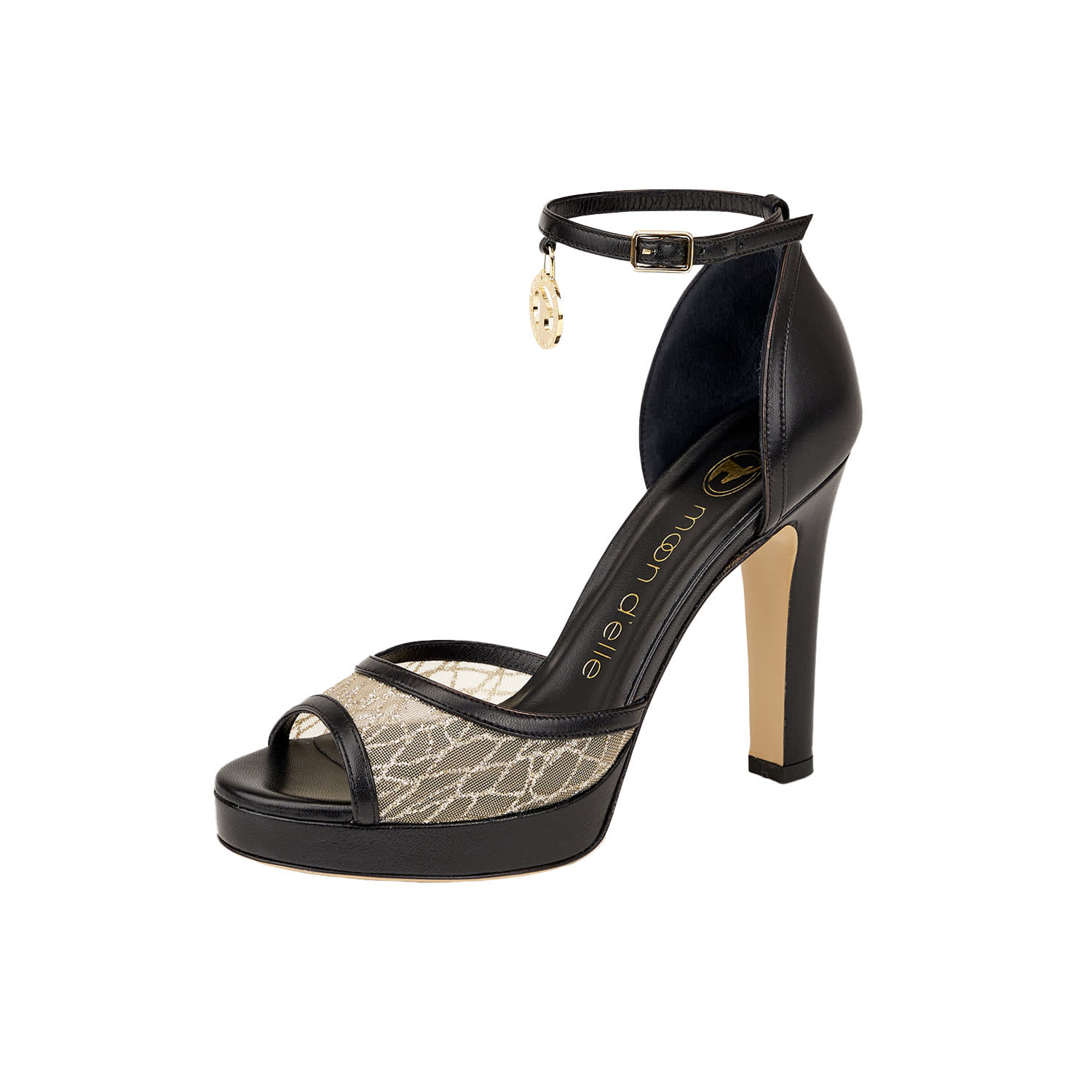 Moon D'elle Women's Gold / Black The Nebbiolina Heels In Gold Ombra In Black