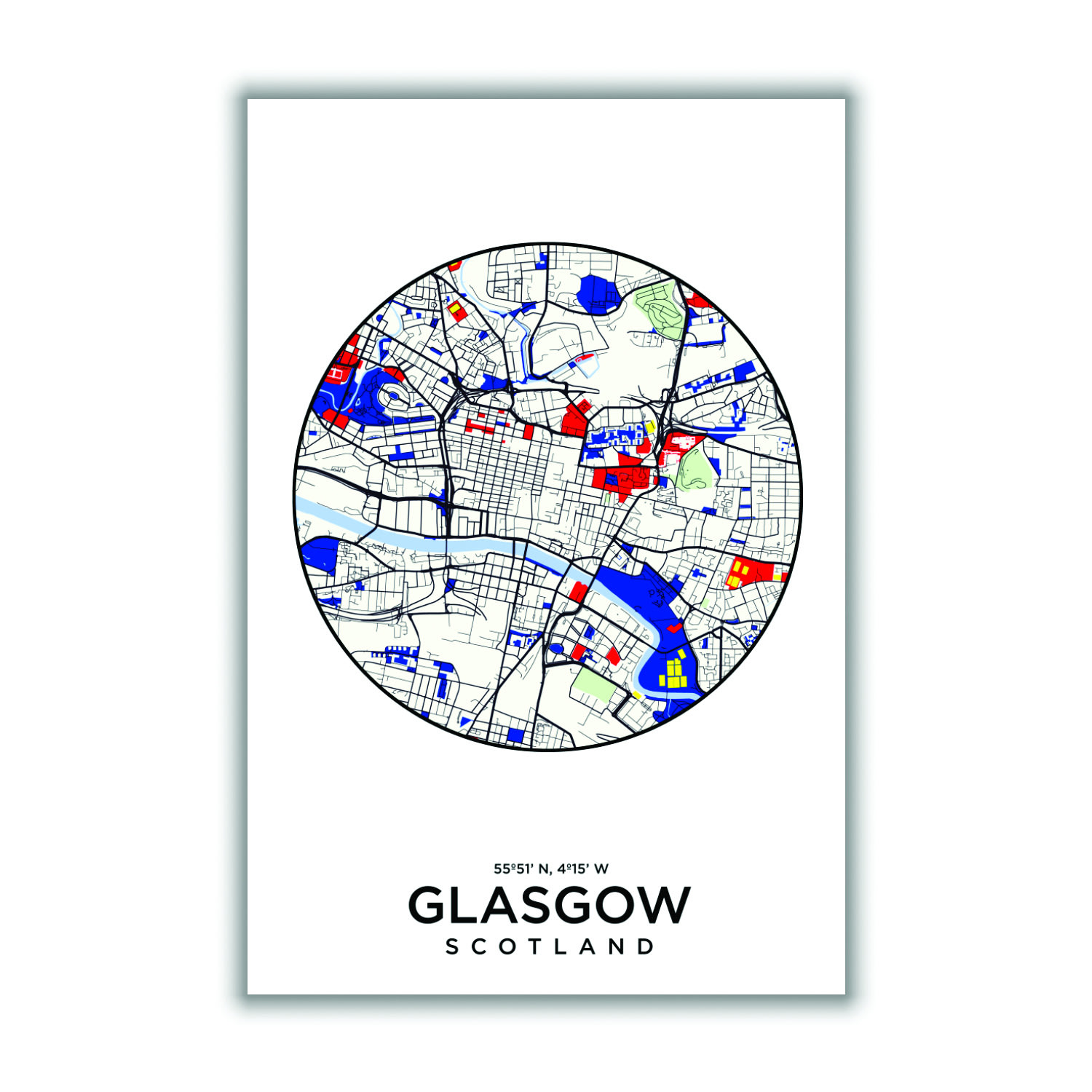 Black Map Of Glasgow 1 Small Stanley Print House