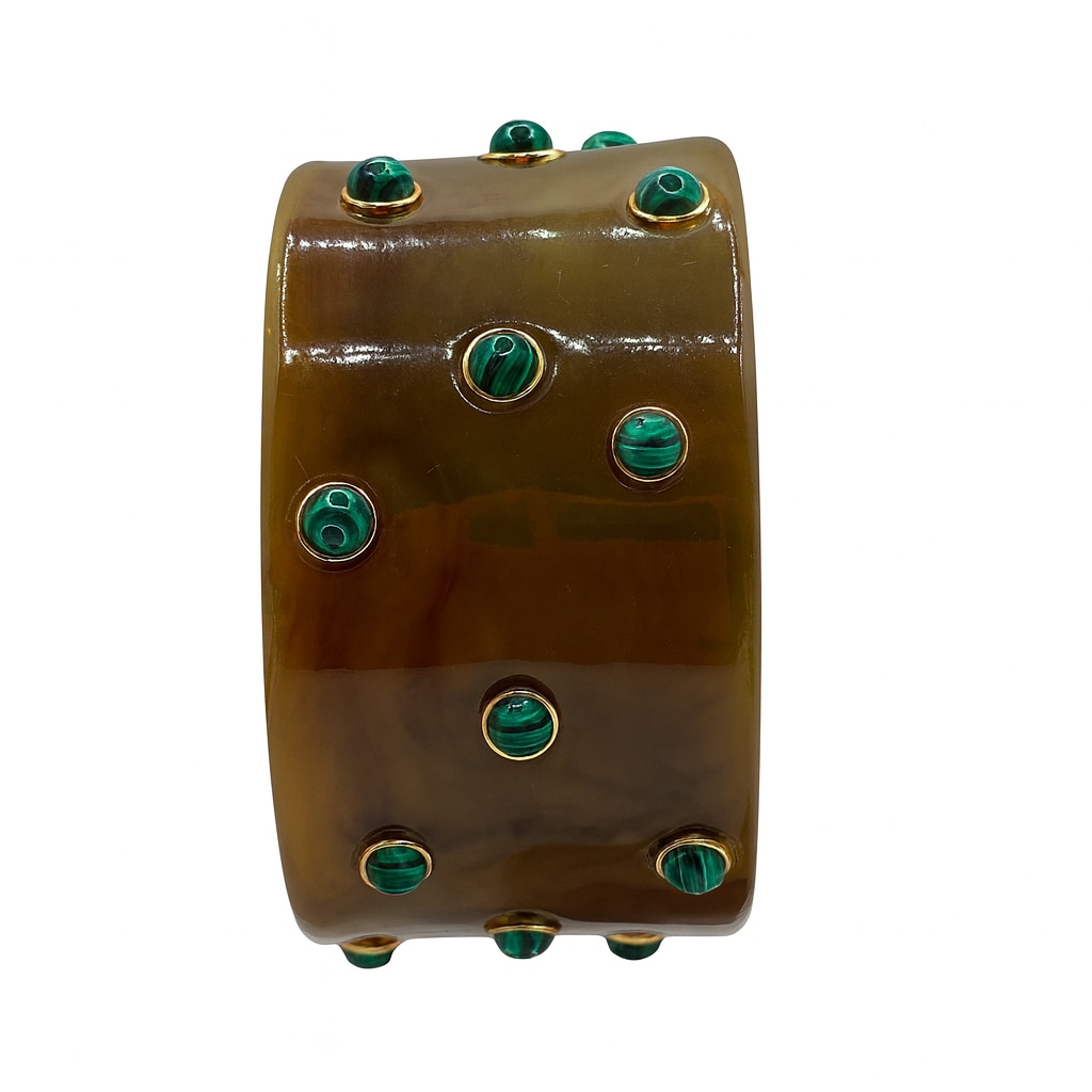 Michael Nash Jewelry Women's Green / Blue Bella Resin Malachite Bangle With Turquoise Resin Stones In Multi
