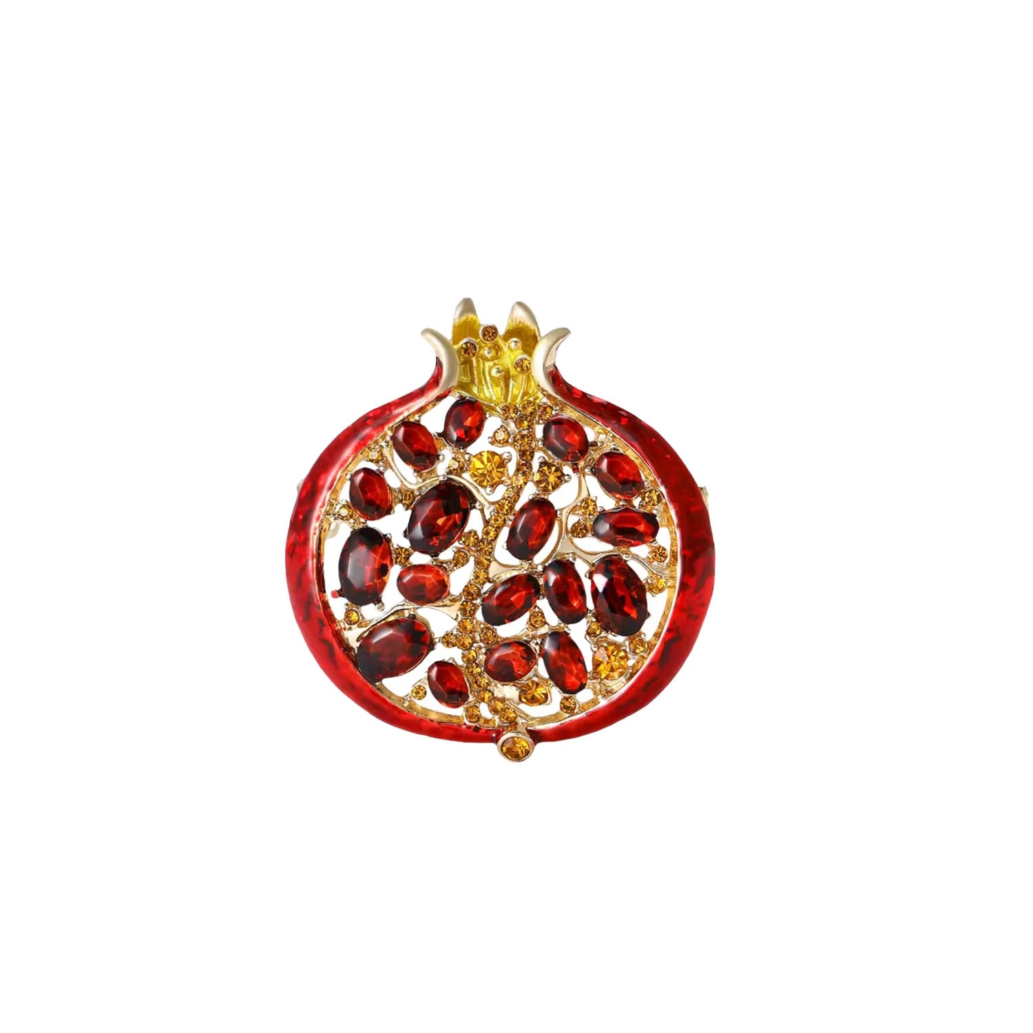 Chanel Joan Elkayam Women's Red / Silver Crystal Pomegranate Brooch In Multi