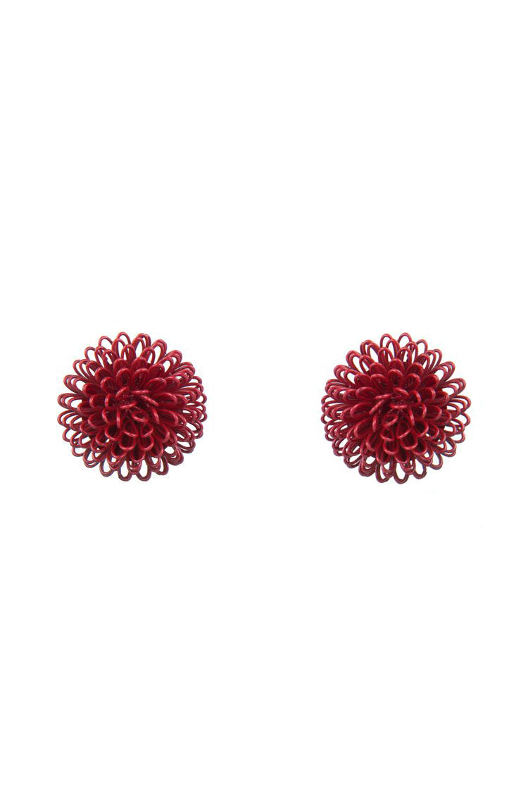 Pat’s Jewelry Women's Red Single Clip Pompom Earrings In Red