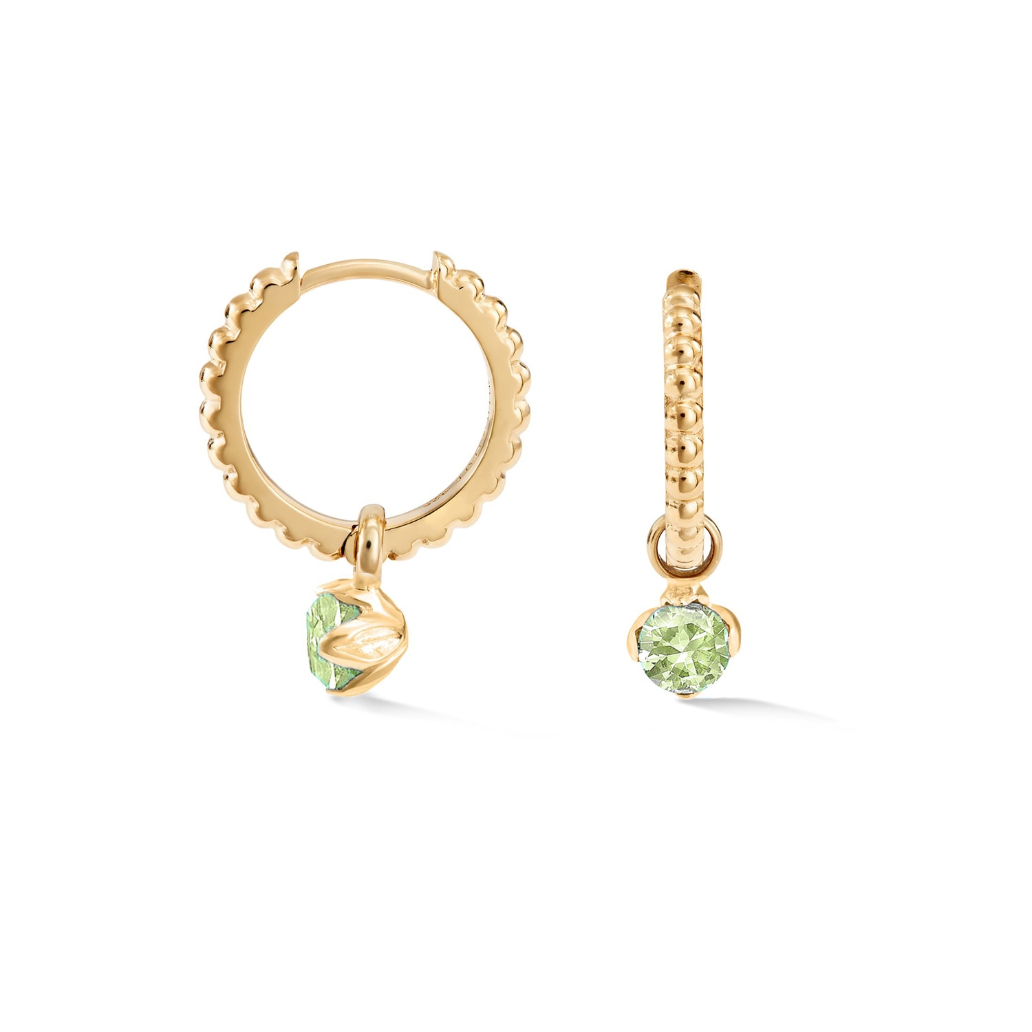 Women’s Gold Peridot Charm On Large Dotty Orissa Hoops In Vermeil Dower & Hall