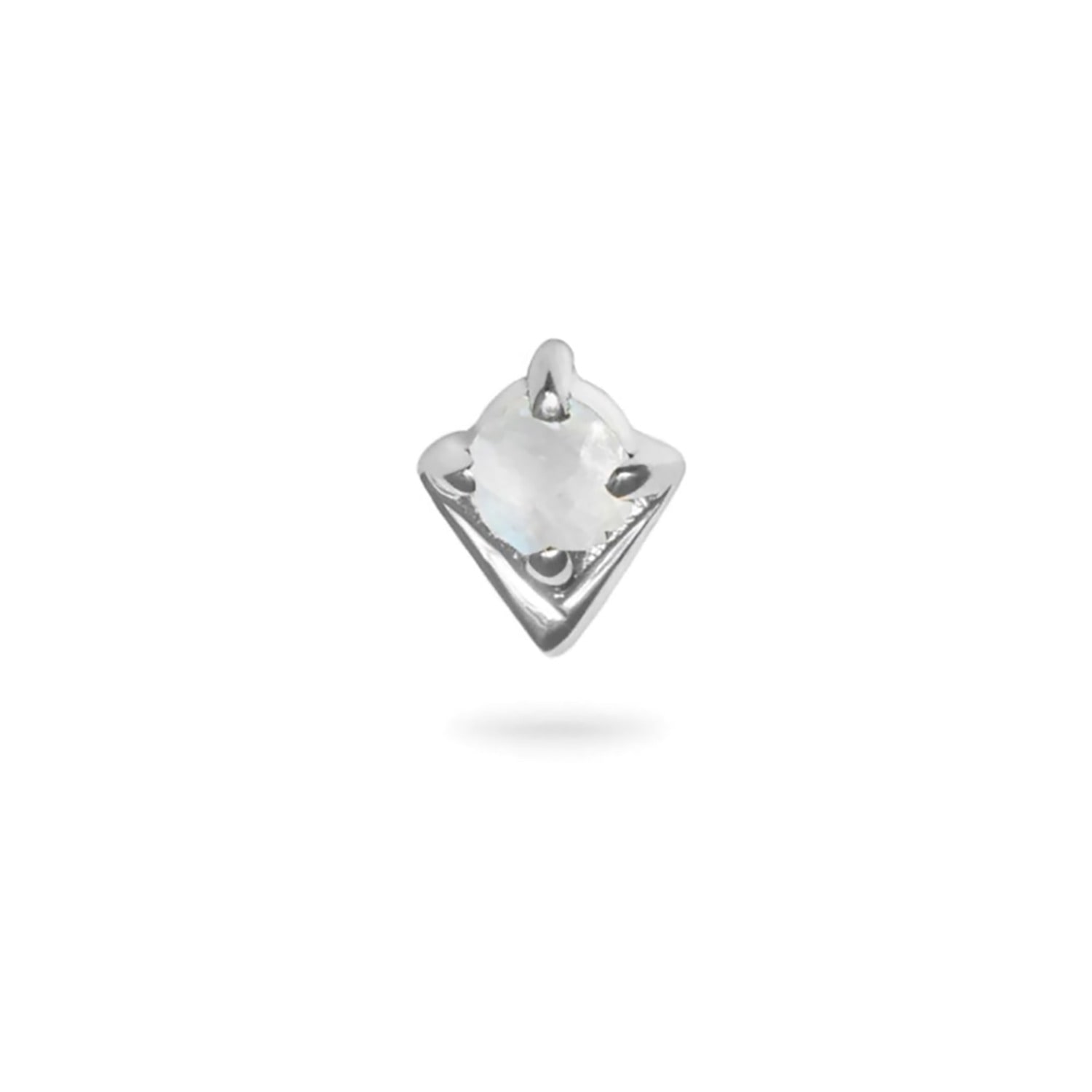 Zohreh V. Jewellery Women's Silver Moonstone Arrow Flat Back Earring 14k White Gold In Silver