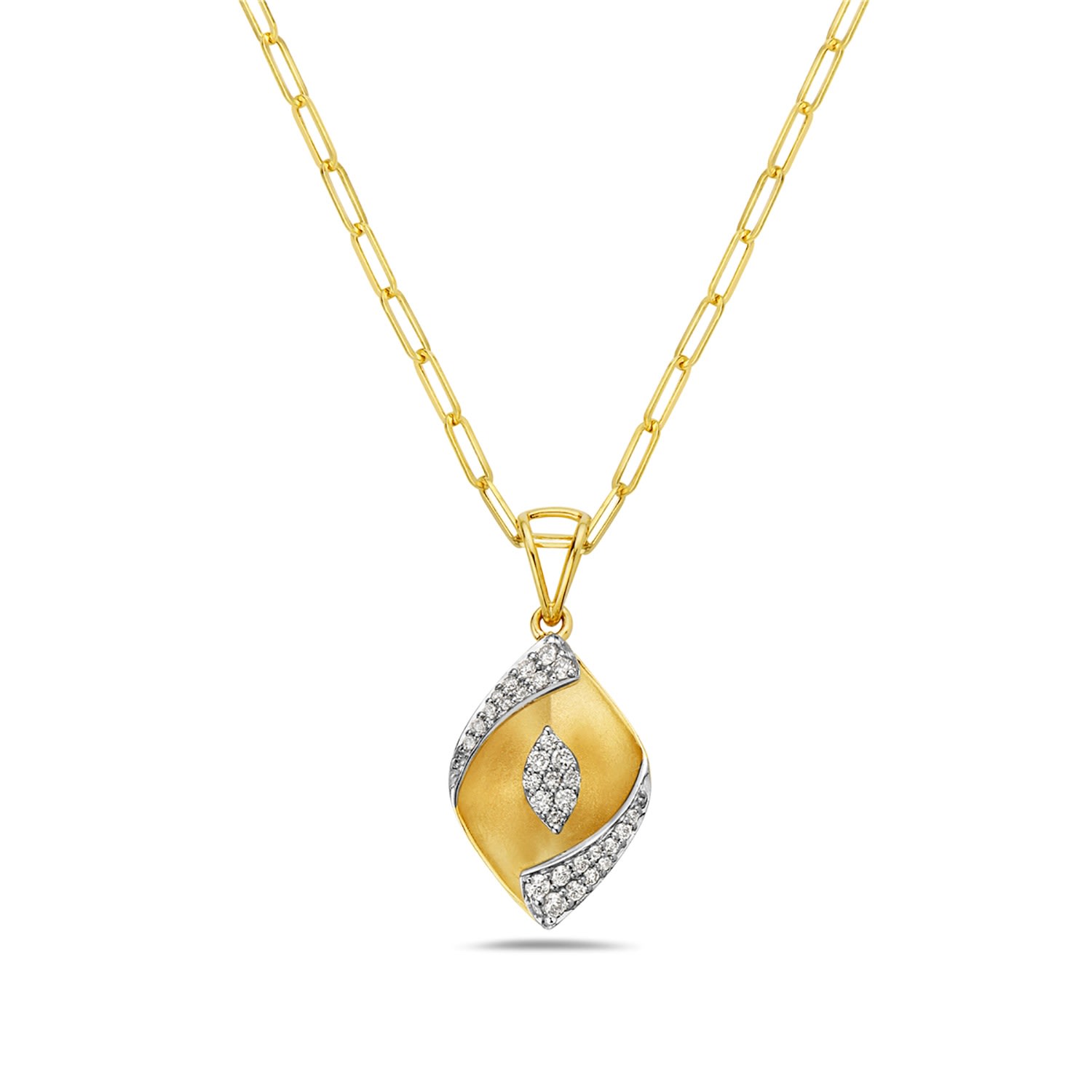 Artisan Women's Gold / White Designer Marquise Diamond Pendant In Yellow Gold In Gold