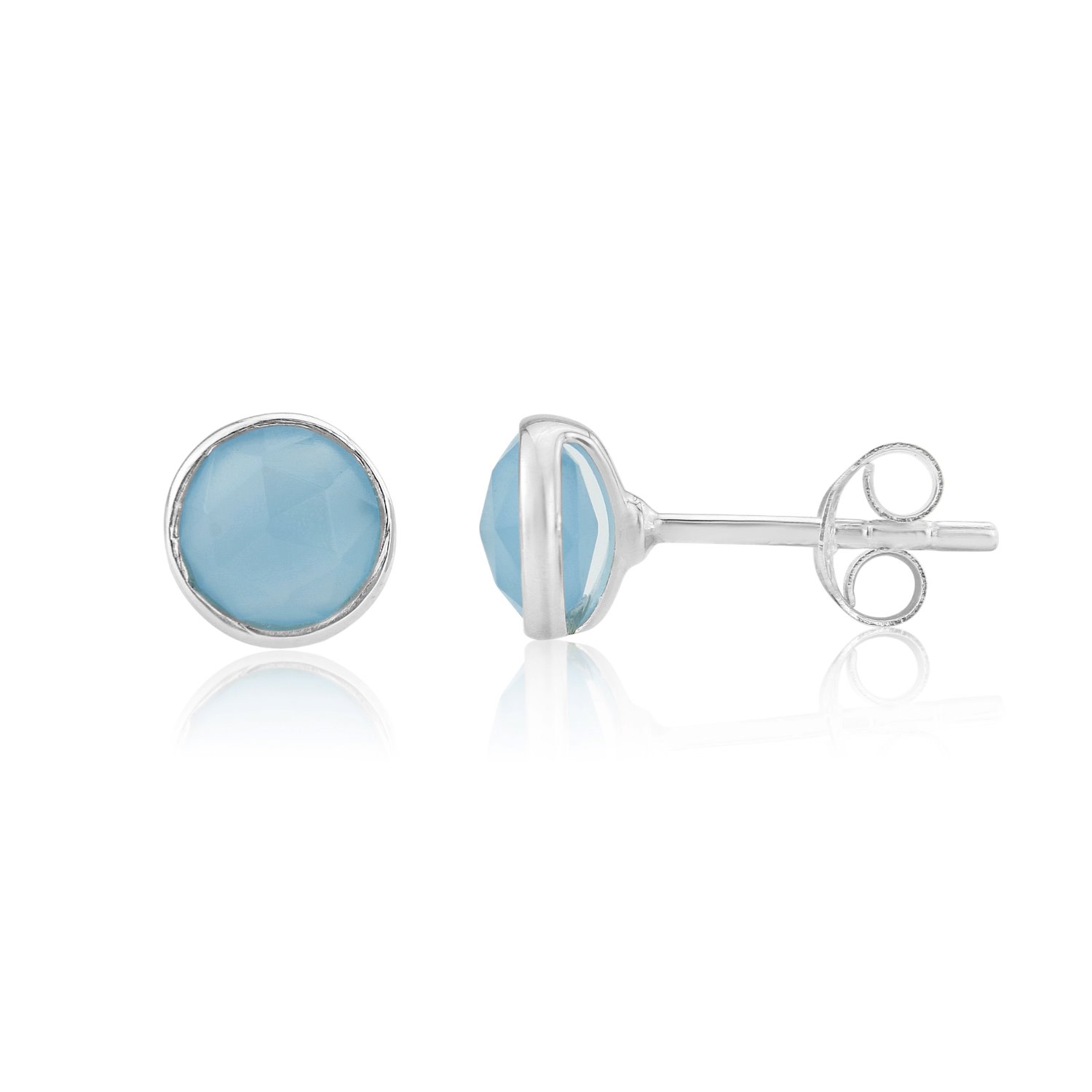 Women’s Blue / Silver Savanne Sterling Silver & Blue Chalcedony Stud Earrings Auree Jewellery