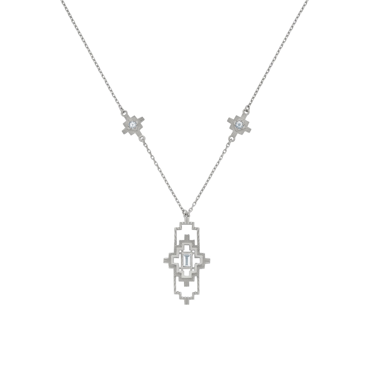 Zoe And Morgan Women's Munay Necklace Silver Aquamarine