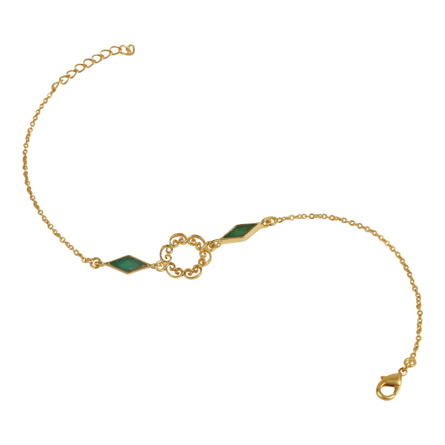 Lila Rasa Women's Gold / Green Green Onyx Filgree Bracelet