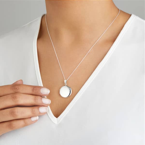 Lily & Roo Sterling Silver Large Round Locket Necklace