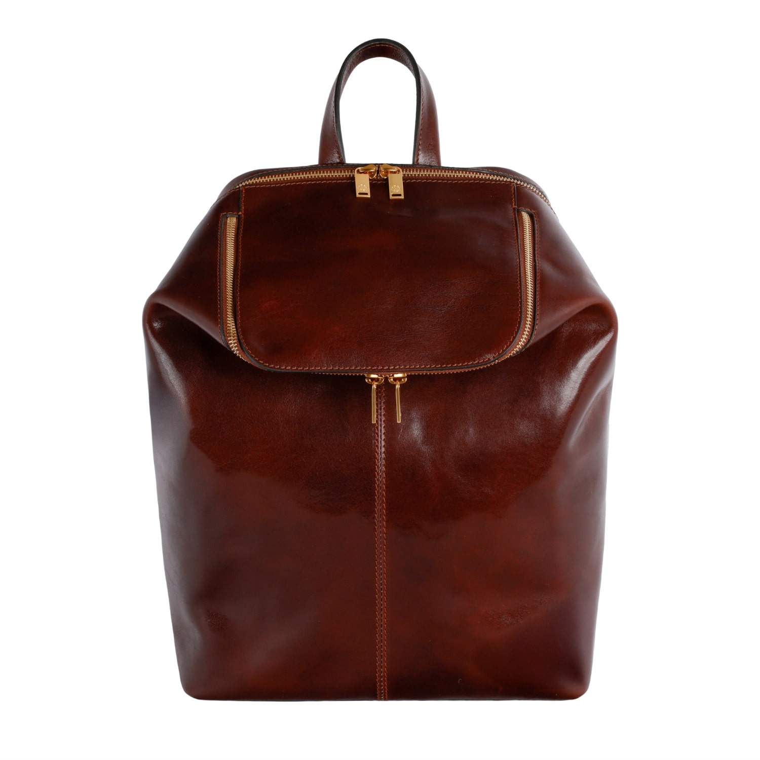 Time Resistance Men's Brown Leather Backpack - A Bend In The River In Brown