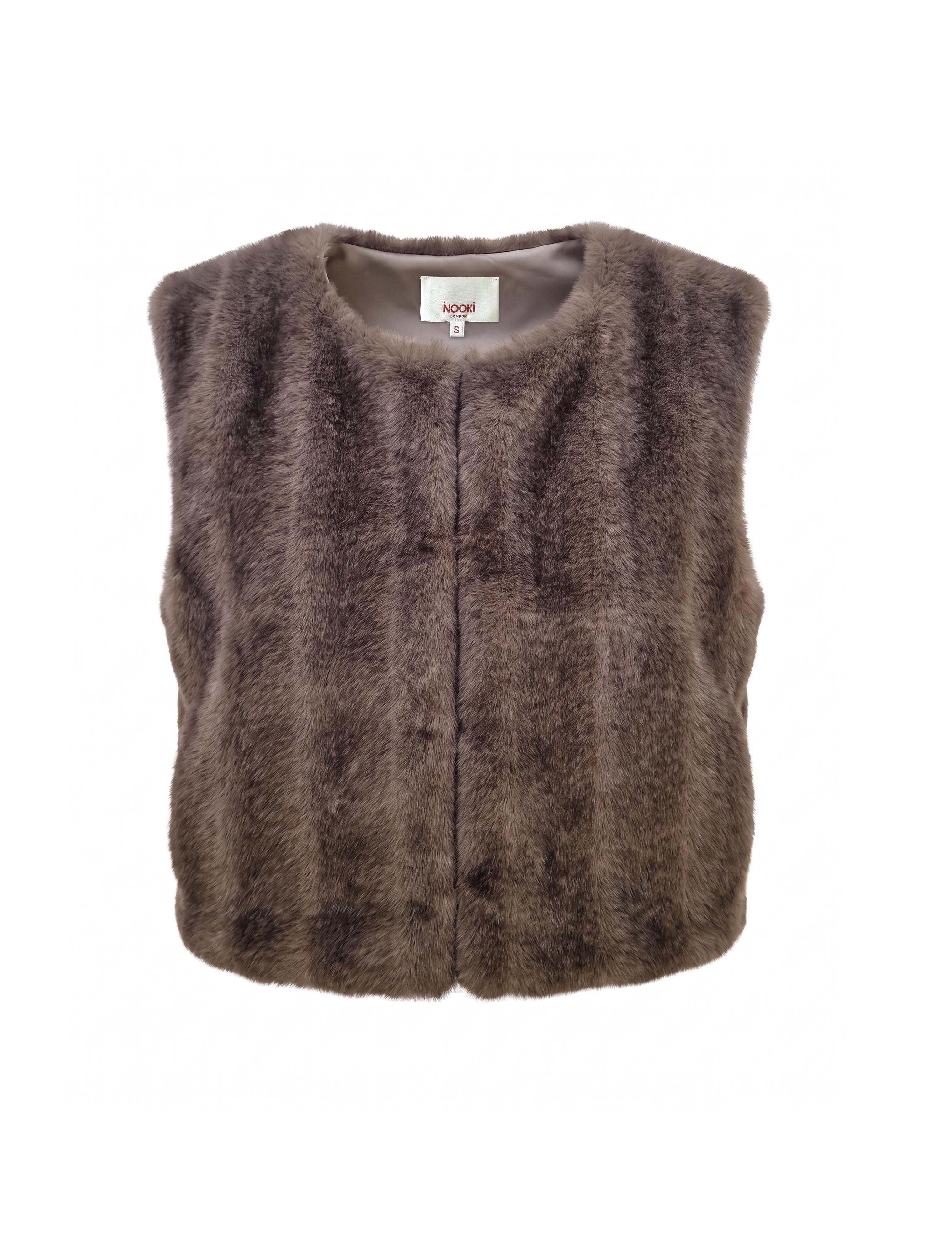 Nooki Design Women's Brown Edelweiss Faux Fur Gilet - Mink