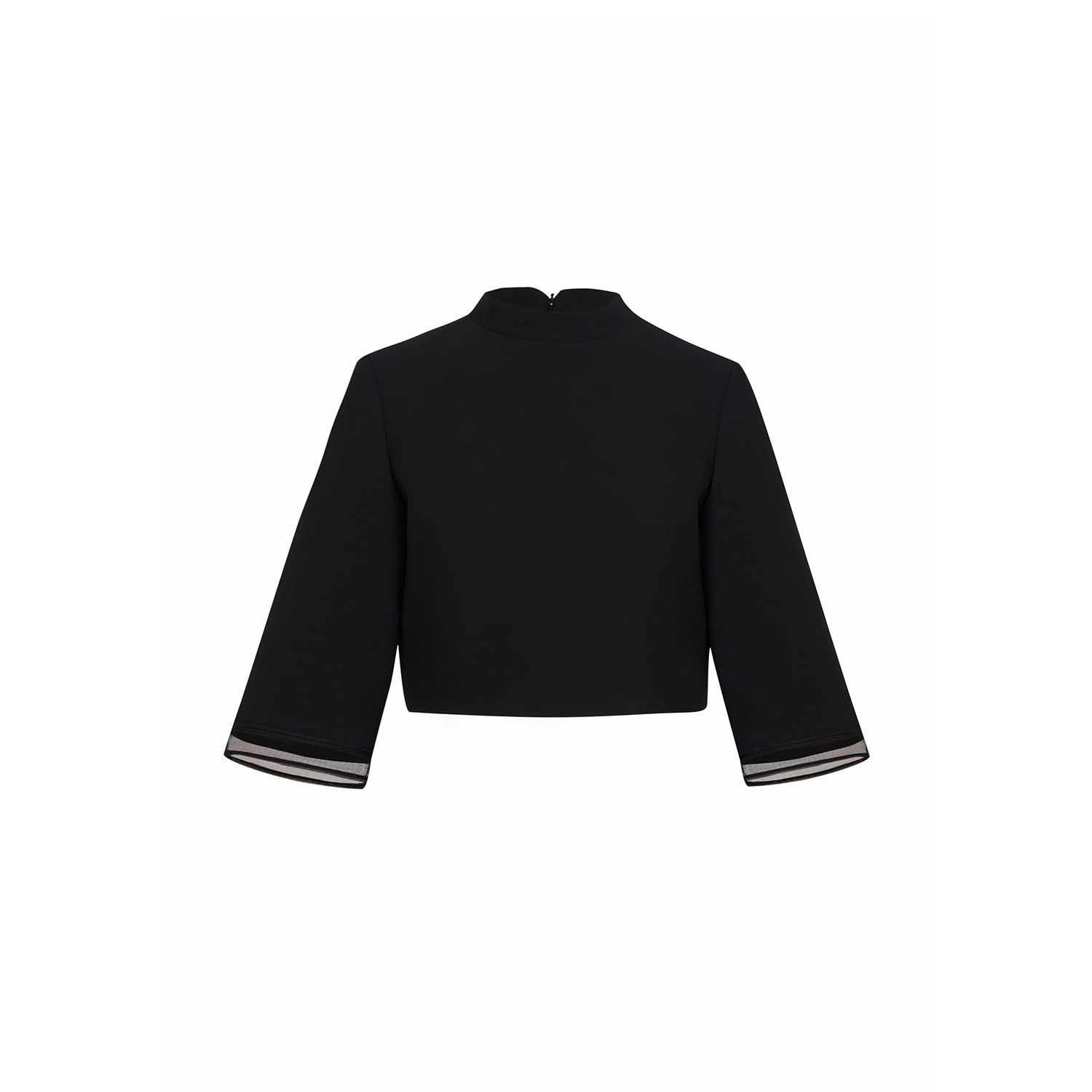 Avenue 8 Women's Black Cropped Blouse With Elbow-length Sleeves In Black