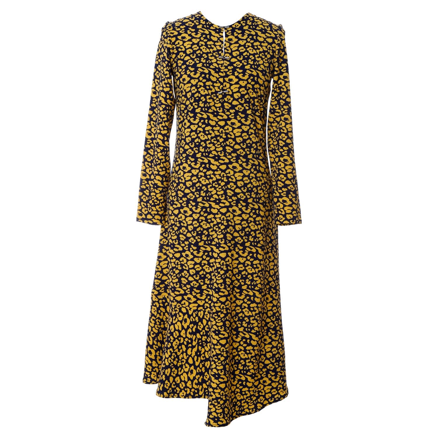 yellow and blue leopard print dress