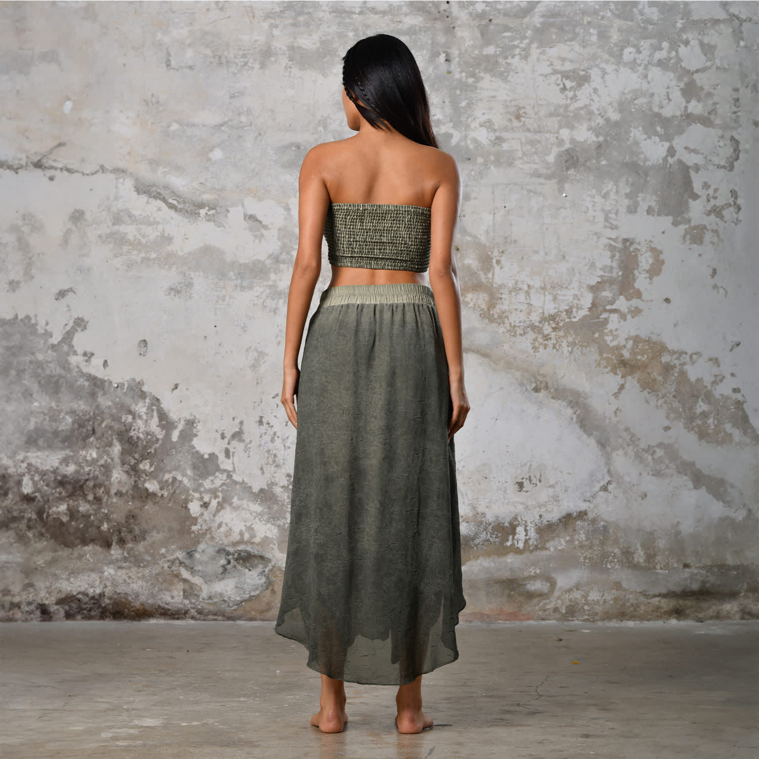 Gaia Salvar Khaki Green - Boho Women Harem Skirt Pants | One Size | Zhenabia