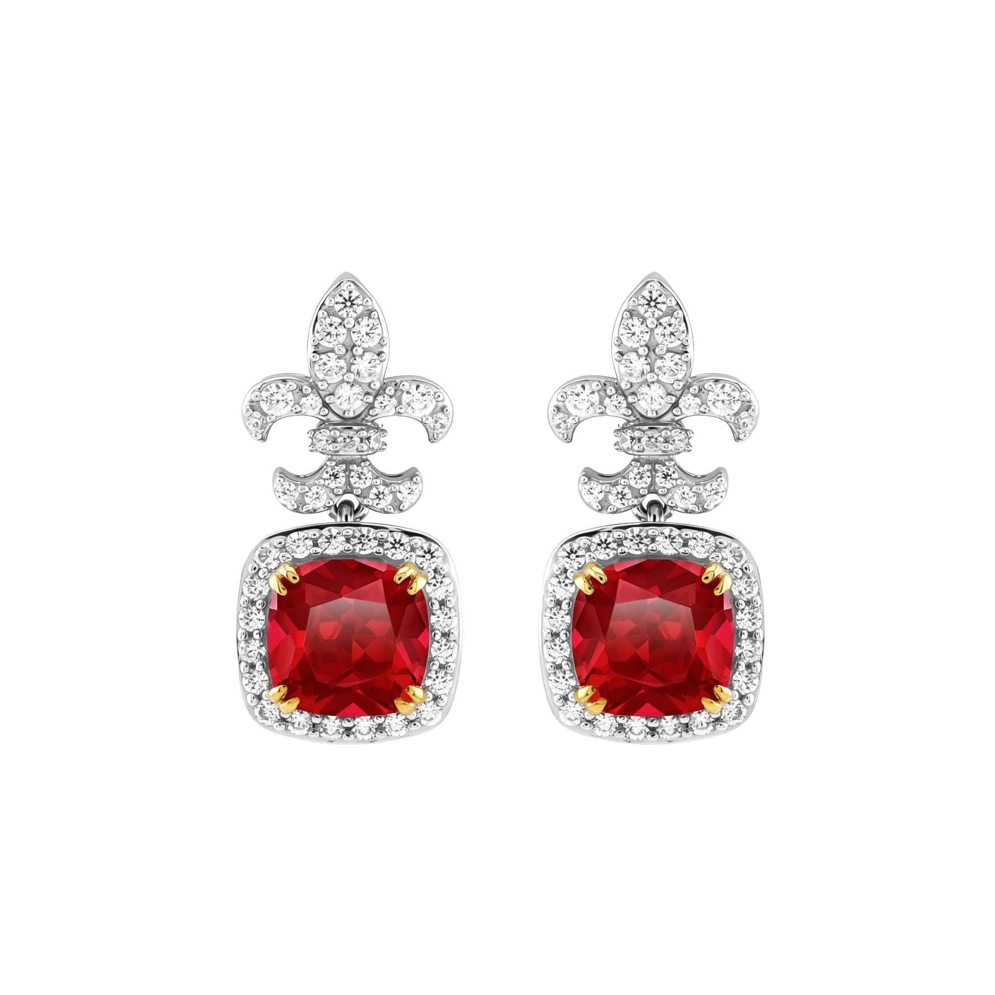Artē Madrid Women's Red Casa Real Fleur-de-lis Earrings