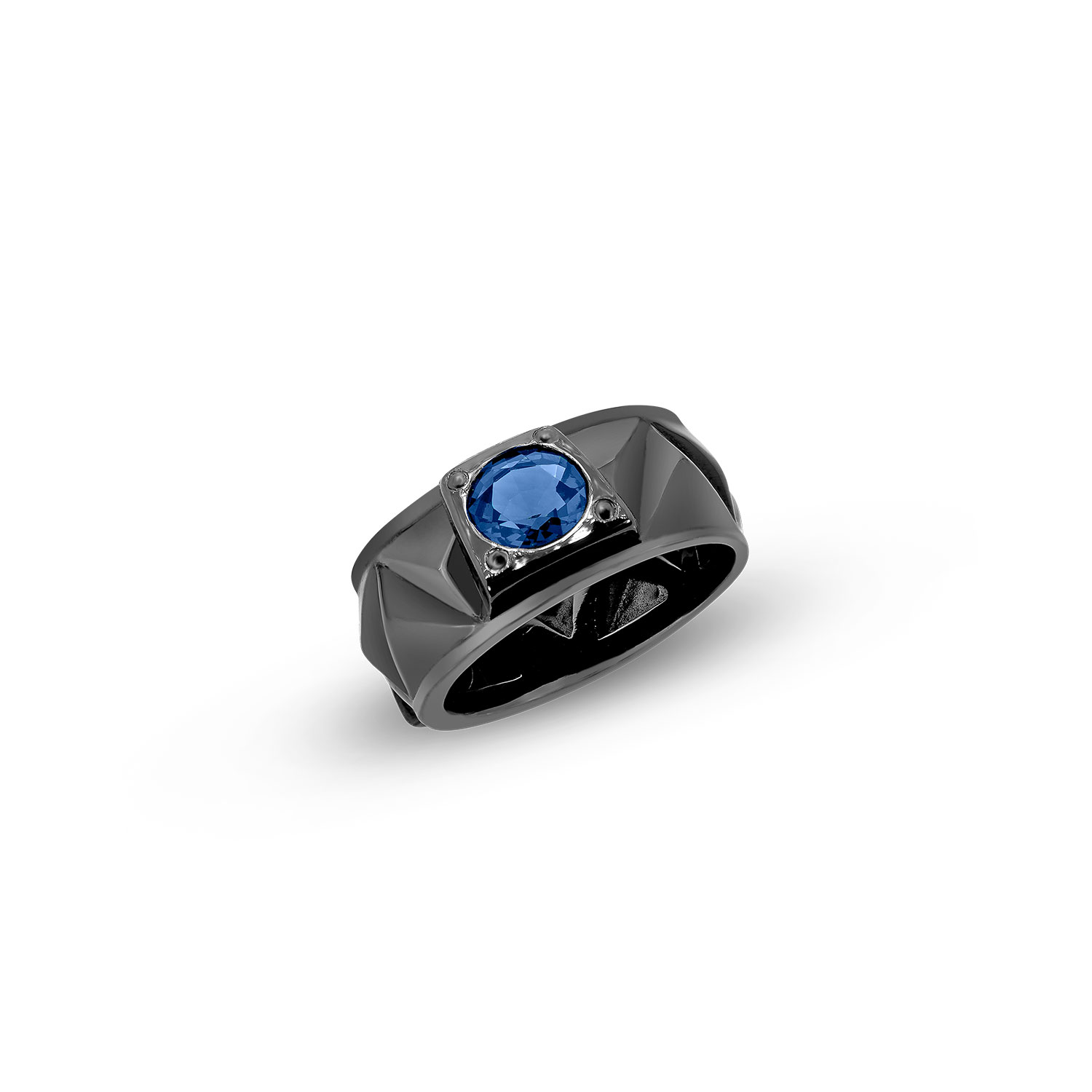 Men’s Black / Blue Sal Ring With Sapphire In Black Rhodium Sally Skoufis