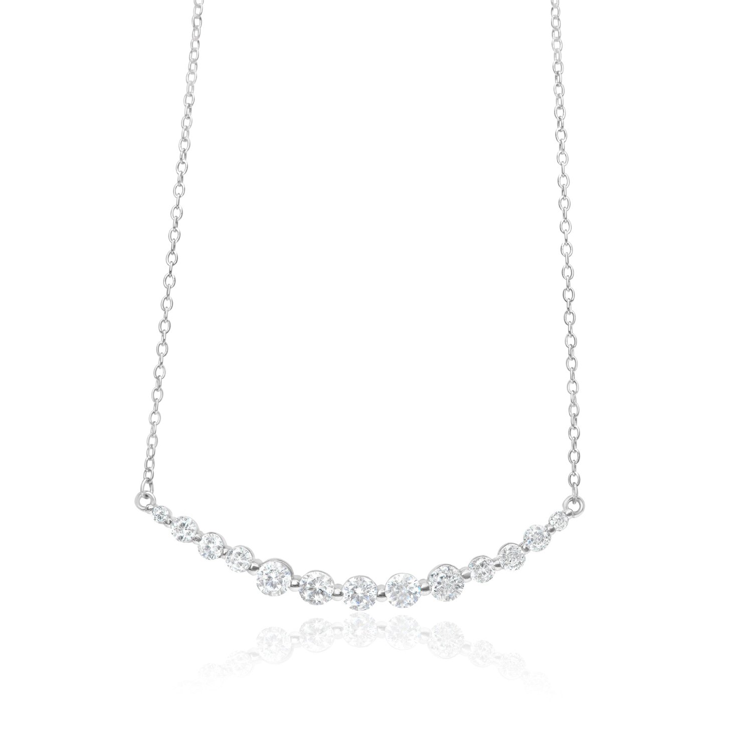 Shymi Women's Graduated Floating Stone Necklace - Silver