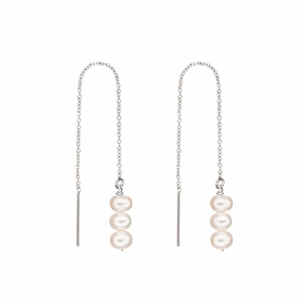 Lily & Roo Sterling Silver Cluster Pearl Drop Threader Earrings In Threader
