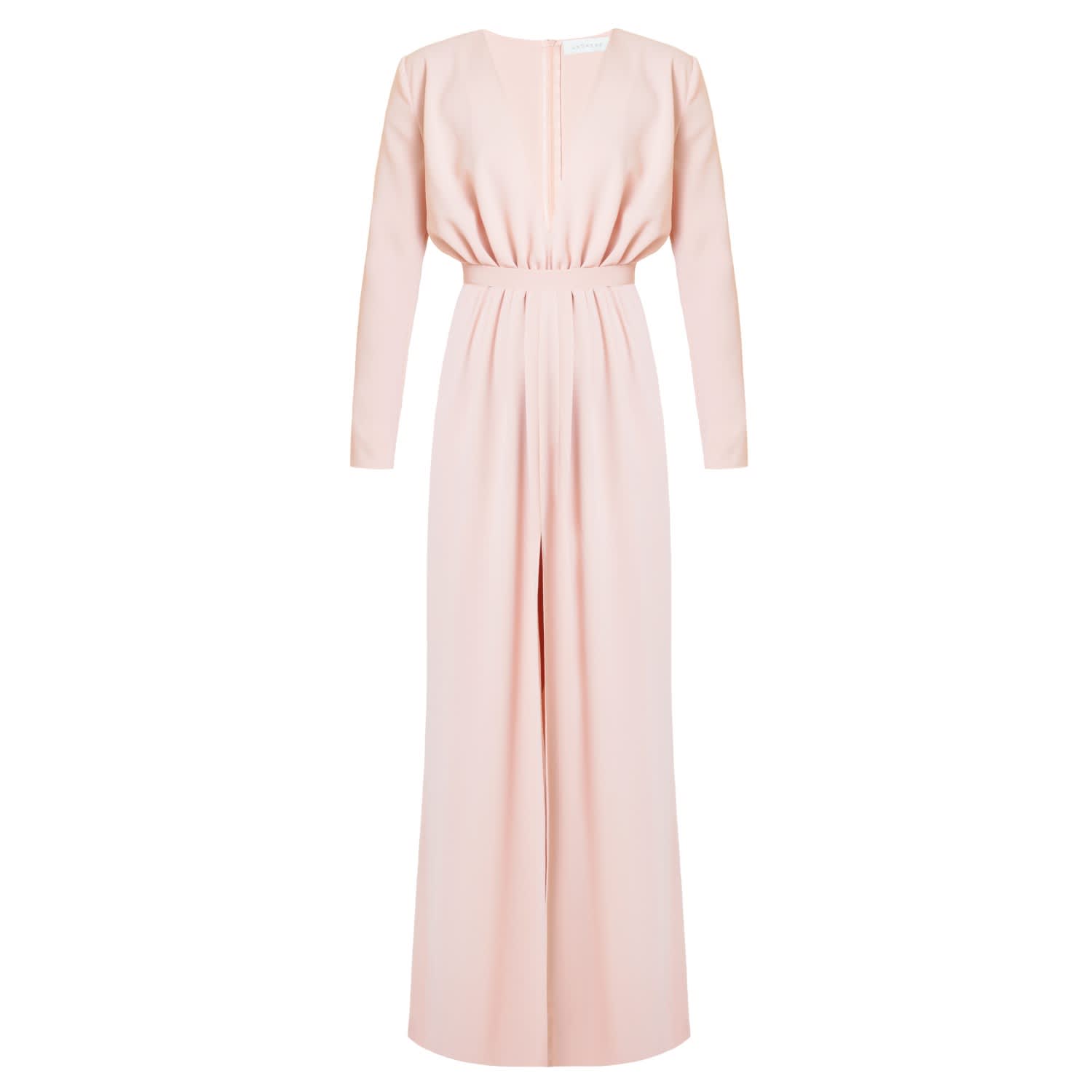 deep v neck maxi dress with sleeves