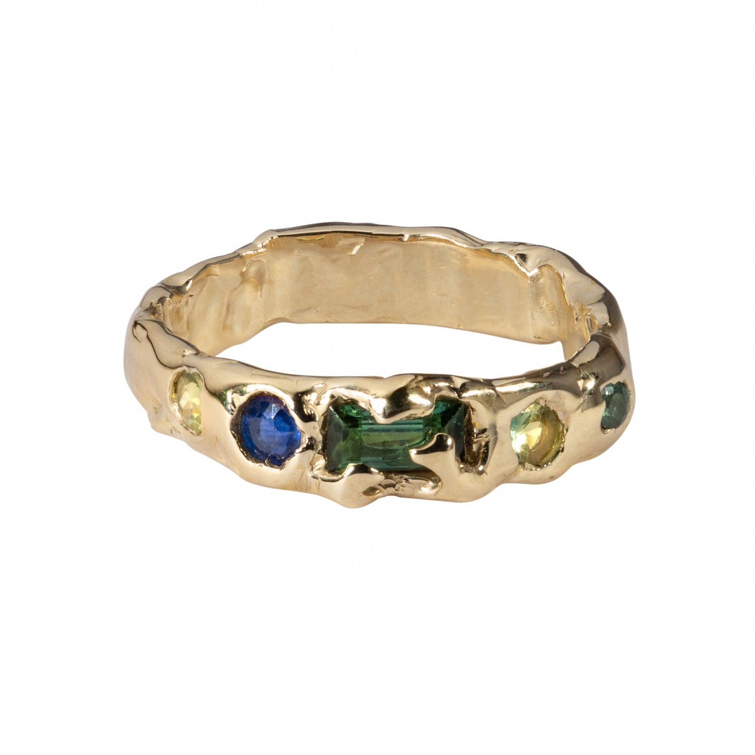 Women’s Gold / Green / Blue Gold Band With Sapphires And A Tourmaline Sade Blake