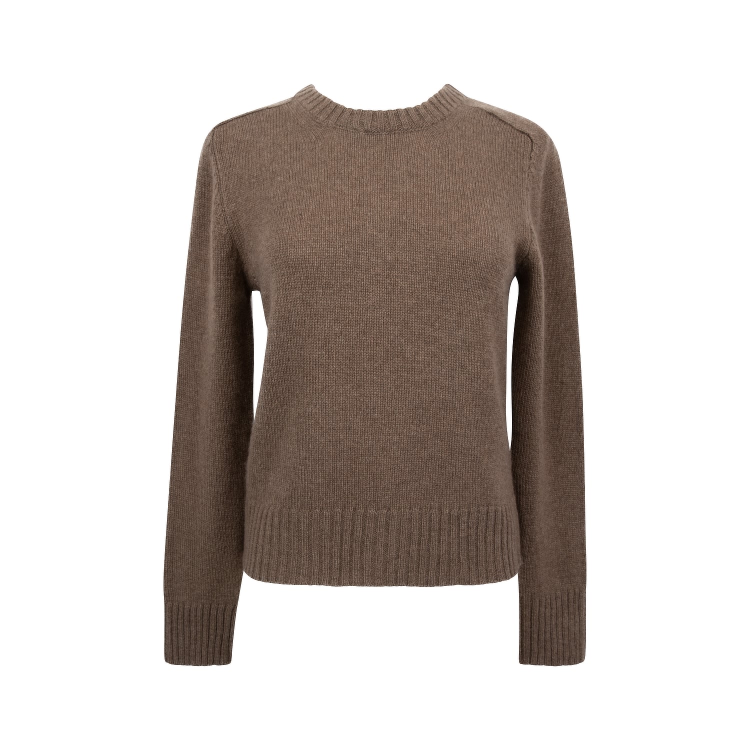 Women’s Cashmere Crew Neck Sweater In Peppered Brown Small Caz Studio